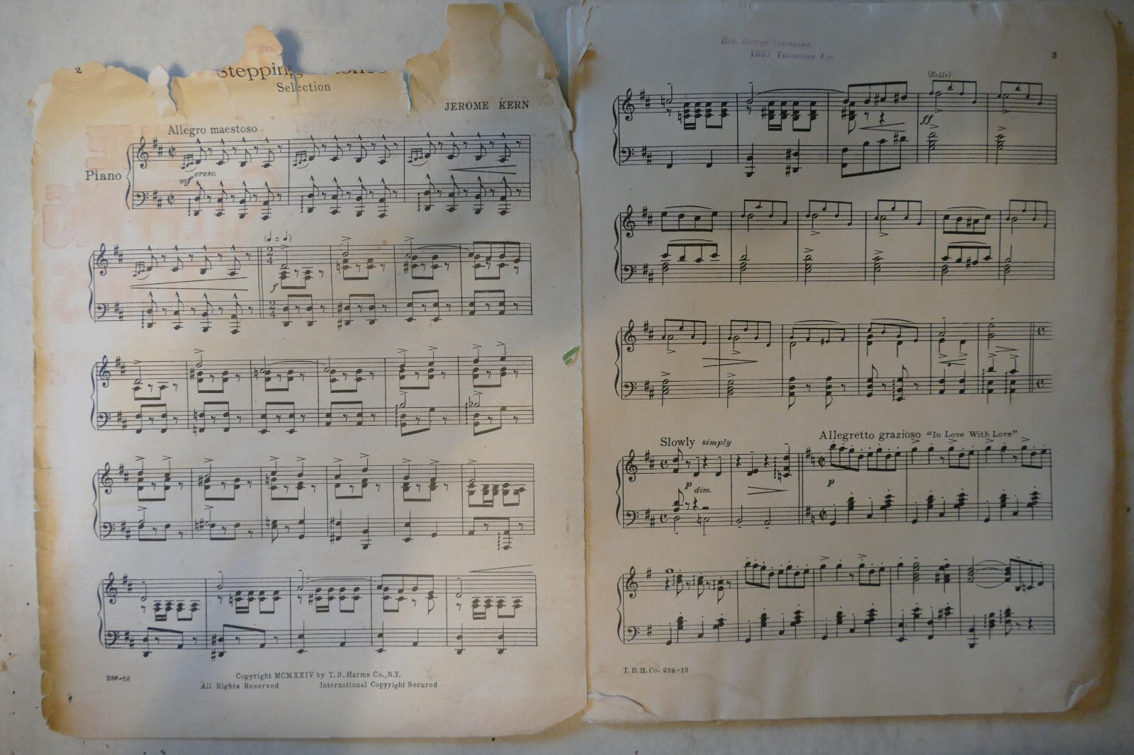 The Stepping Stones musical collection, 1924, by Anne Caldwell and Jerome Kern