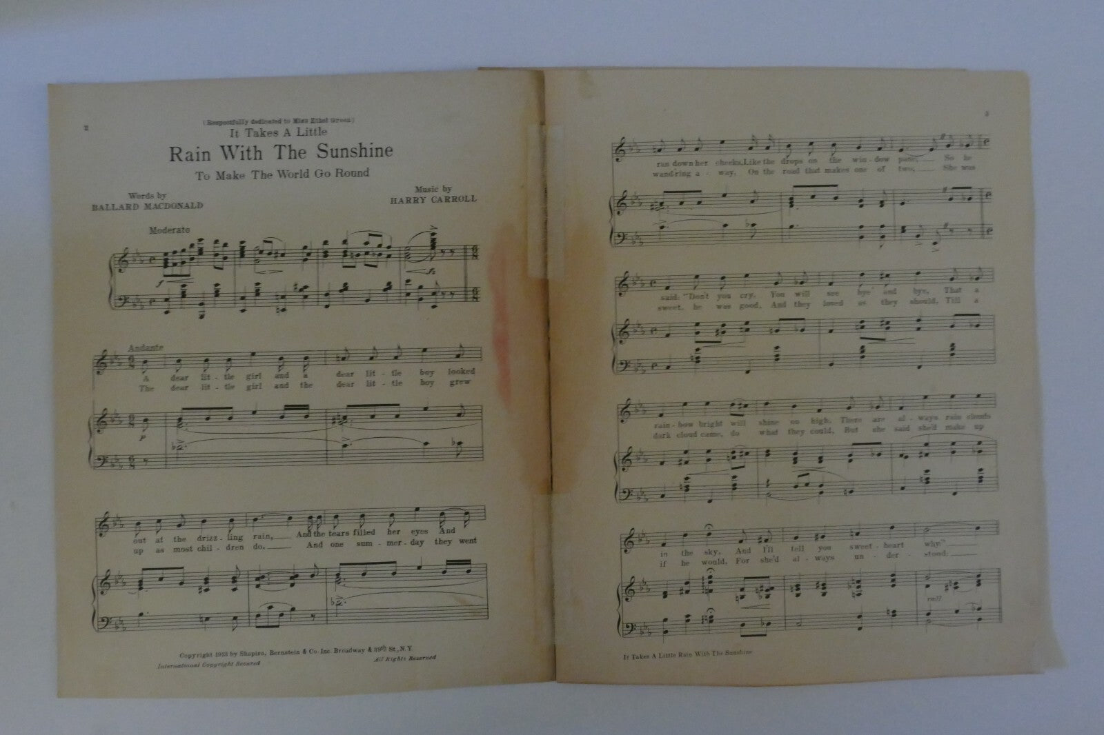 Rain With The Sunshine, 1913, by Ballard Macdonald and Harry Carrol