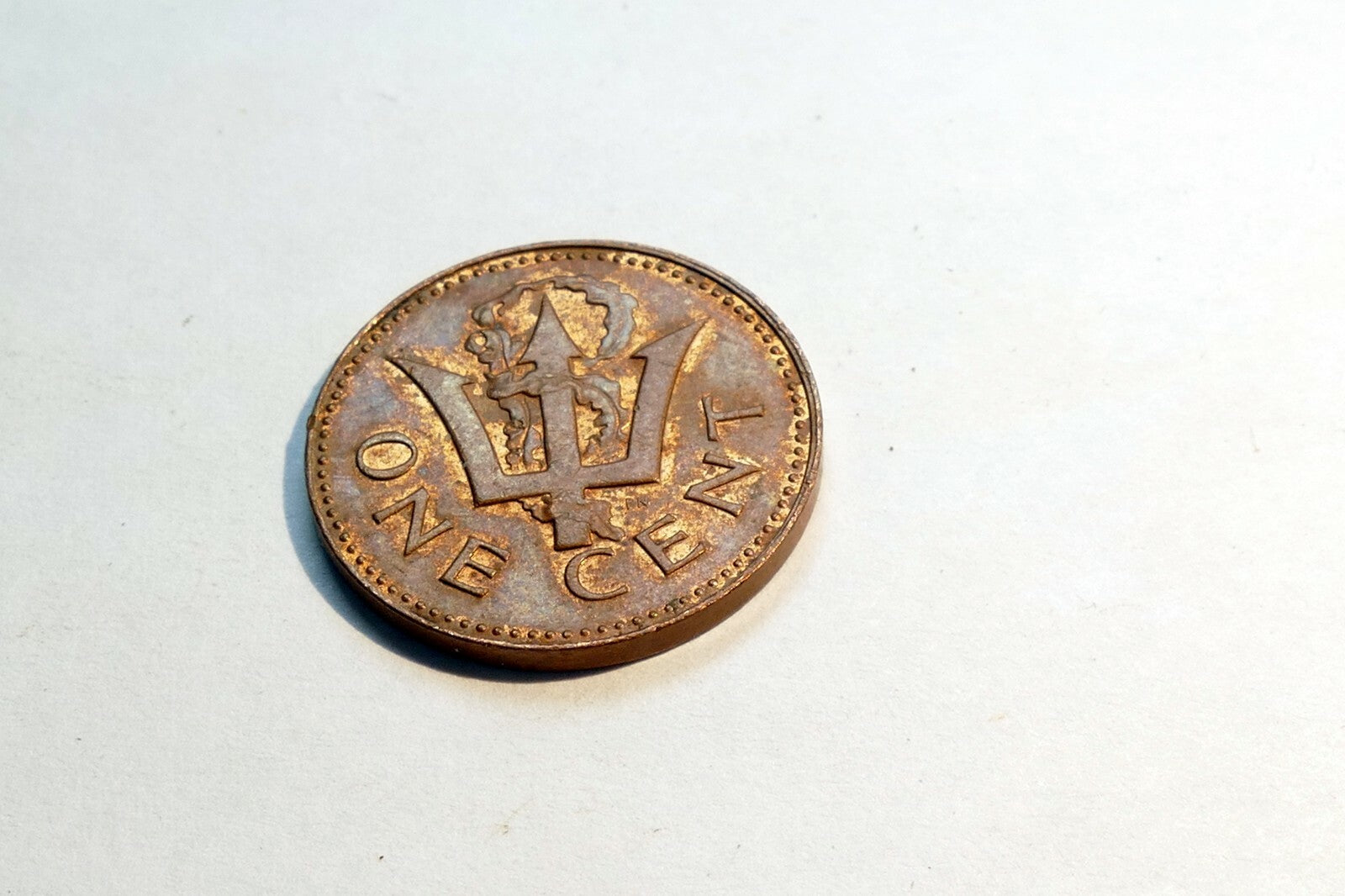 1984  BARBADOS ONE CENT TRIDENT BRONZE