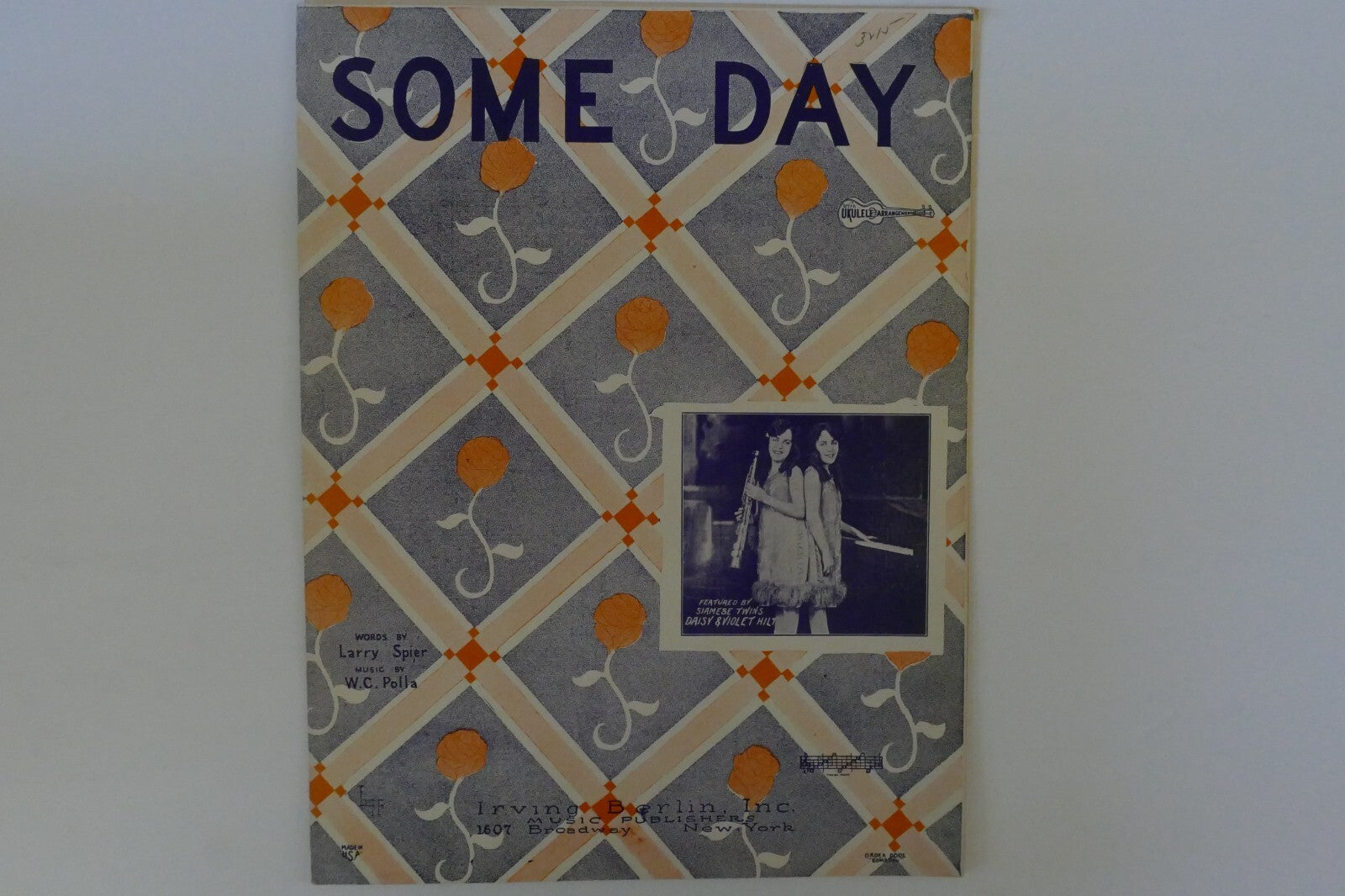 Some day, sheet music 1926, by larry spier and w.c. polla, irving berlin, inc