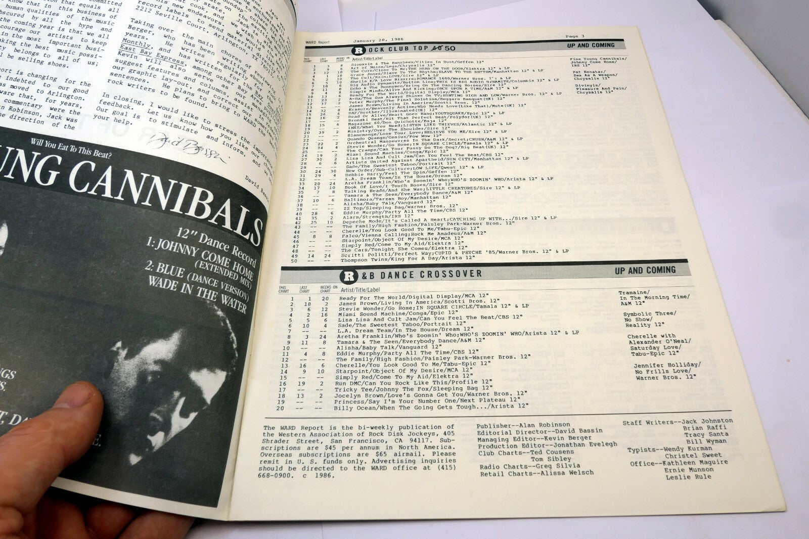 Ward Report January 1986 Best Radio New on  Rock Charts Year of the Dance