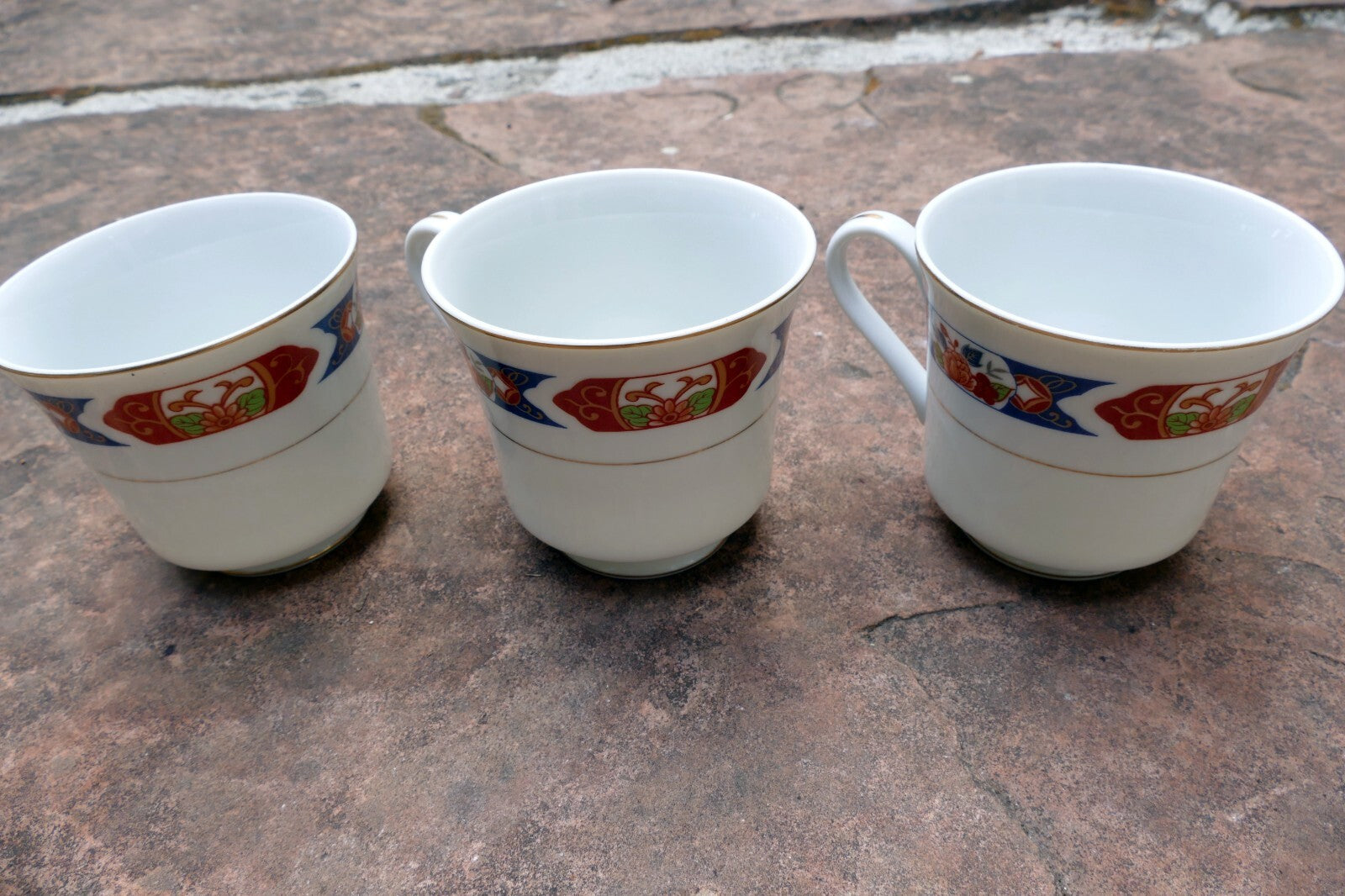 TTC China made Japan Pack of 3 Unique Porcelain Tea Cups lot Hand Painted Floral
