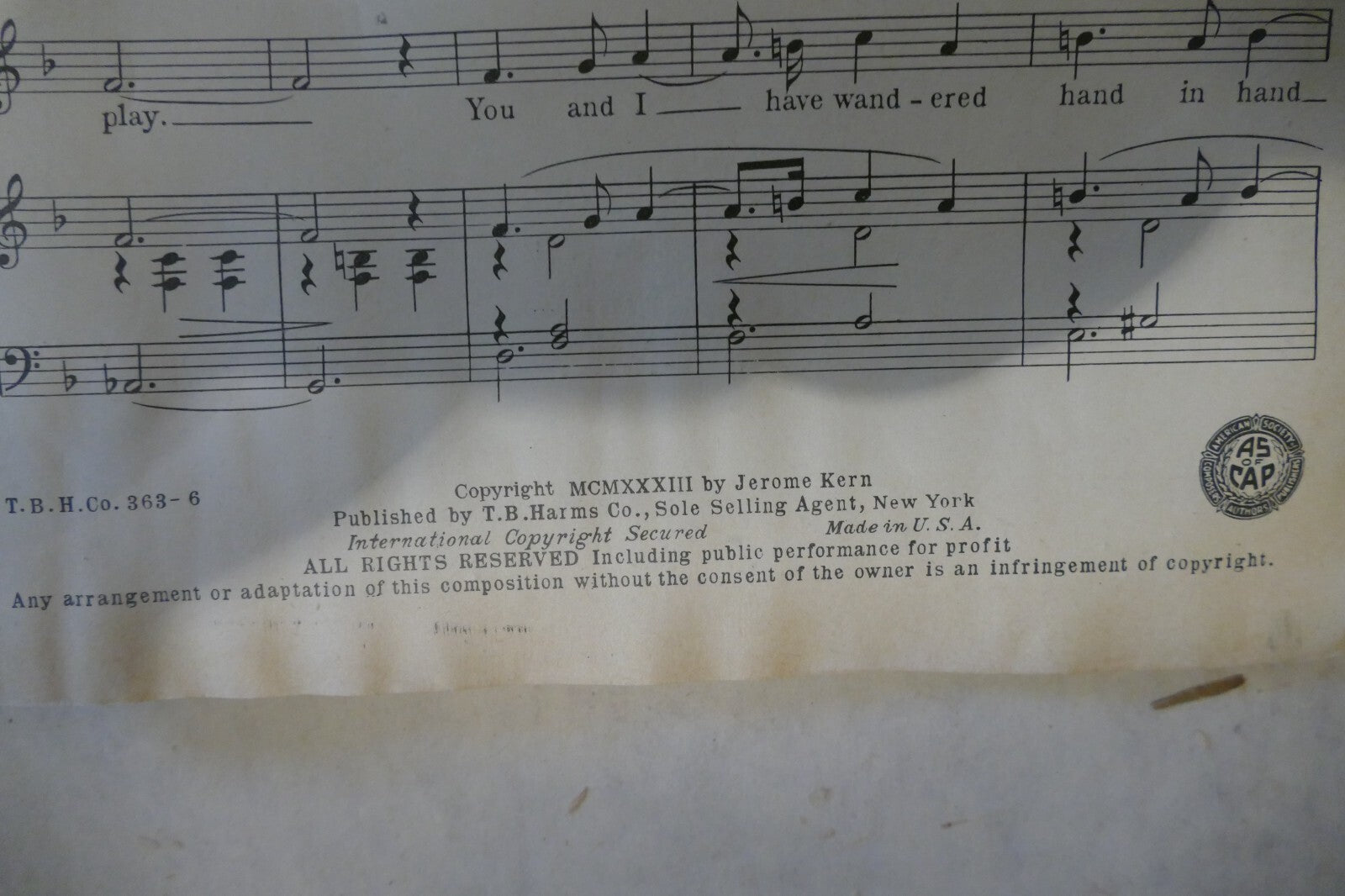 The Touch Of Your Hand , 1933, from "Roberta" musical, Jerome Kern, Otto Harbach