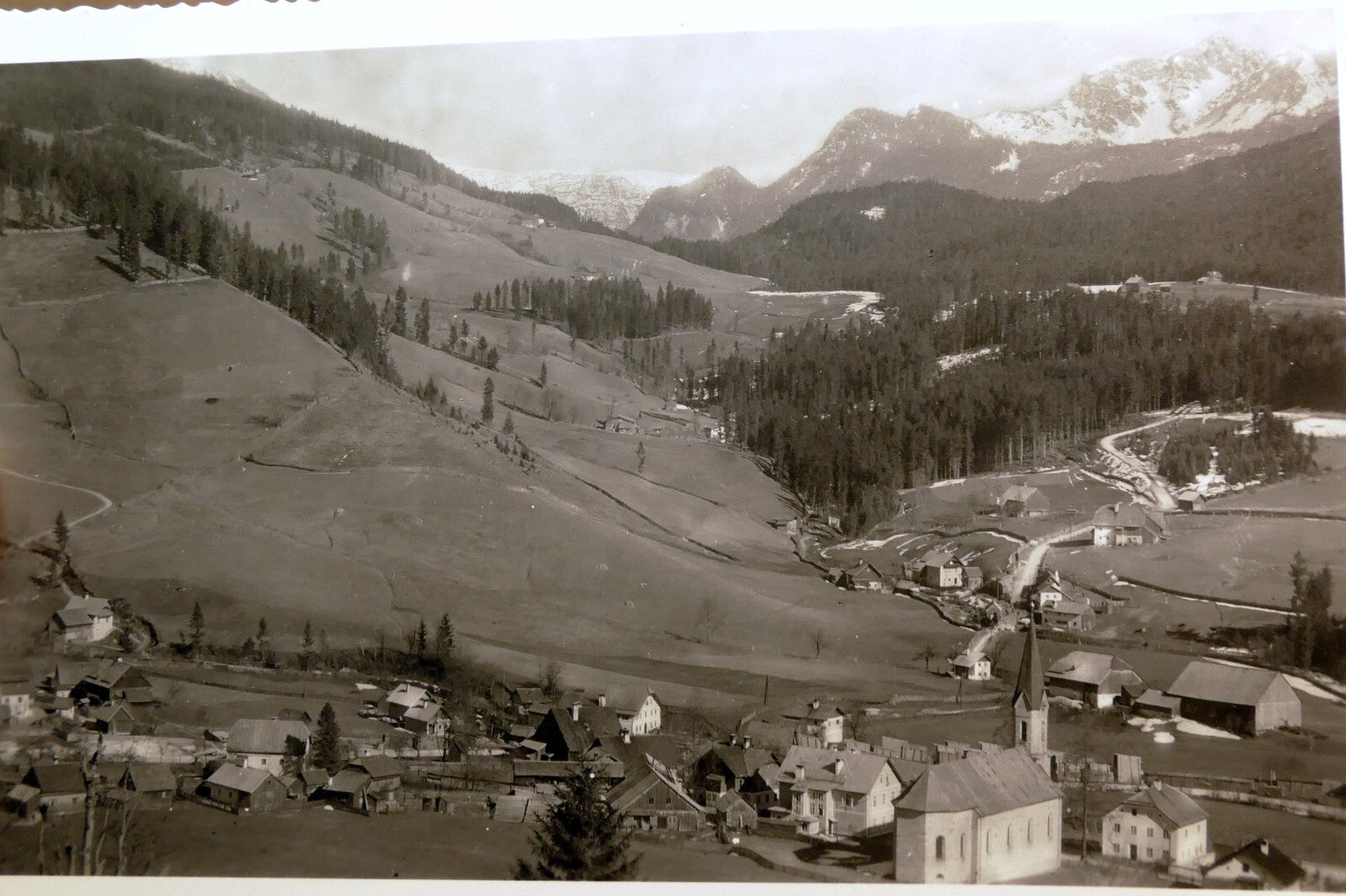 Rusbachsaag mit pass gschut austria landscape alps postcard 1930's   unposted