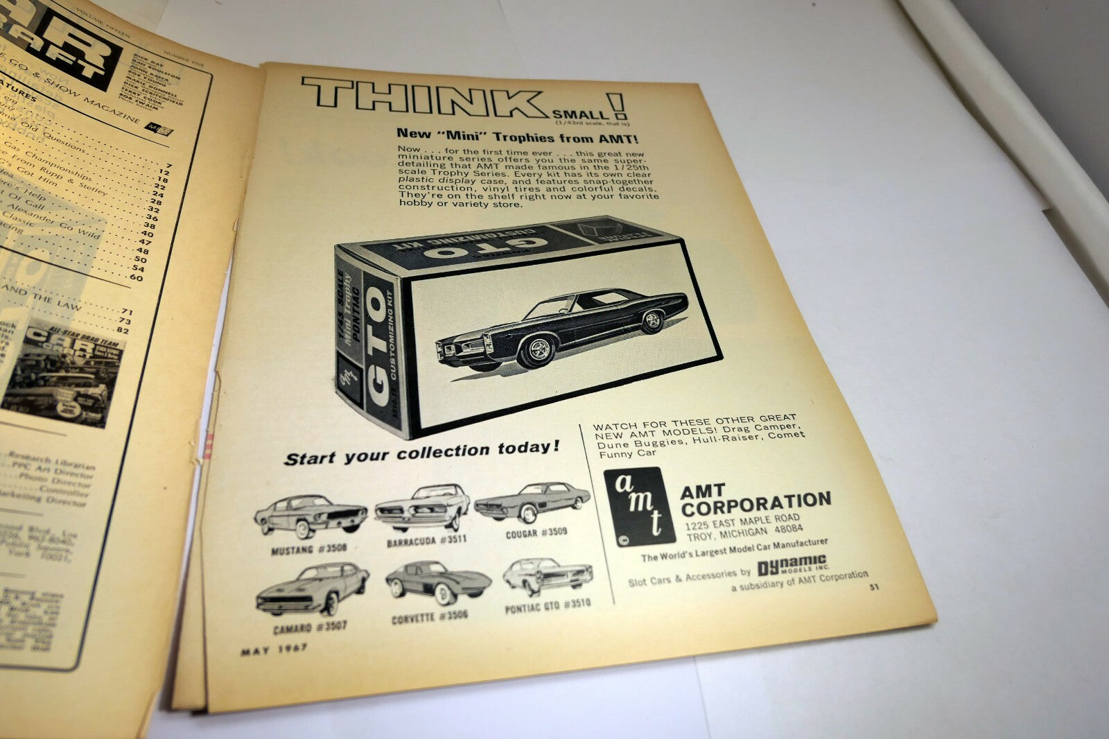 1967 GTO Pontiac AMT Mini Trophies clippings Advertisement  Ad