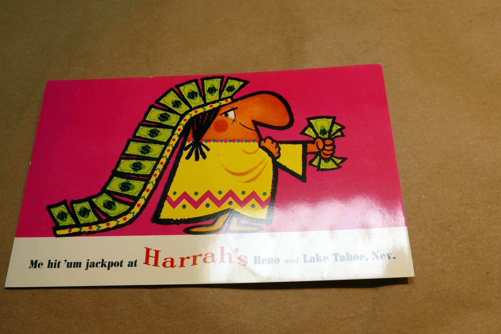 Me hit 'um The Jackpot At Harrah's Reno Lake Tahoe 1960's CASINO Reno