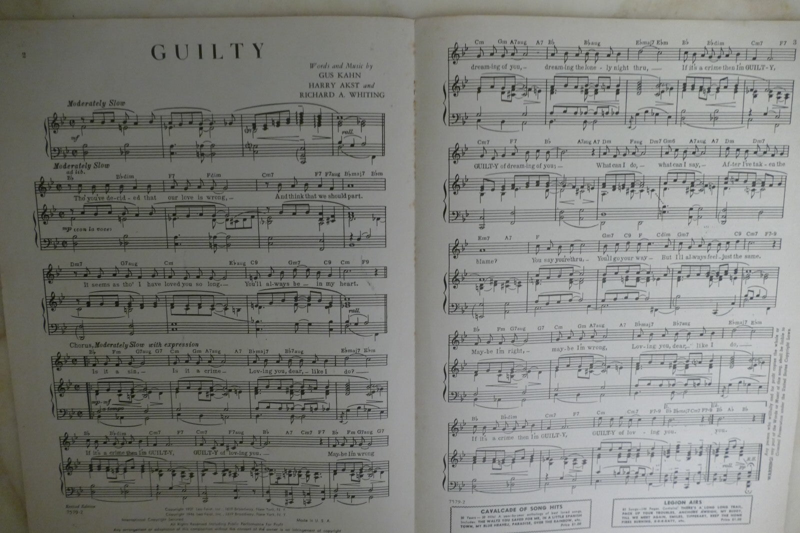 Guilty 1946 by Richard A. Whiting, Harry Akst and Gus Kahn, Leo Feist, Inc.