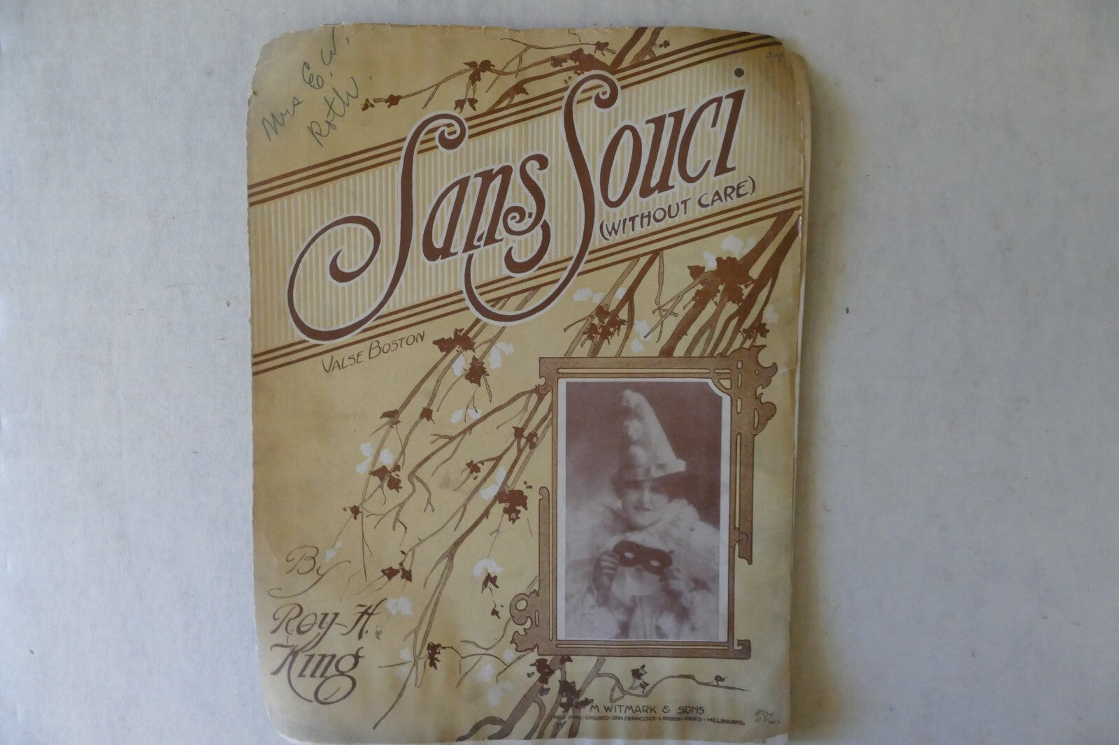 Sans souci (without care), sheet music 1914, by roy h. king, m. witmark & sons