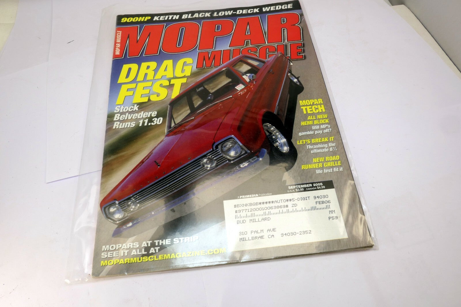 Mopar Muscle Magazine September 2005 Drag Test Stock Belvedere Low-Deck Wedge
