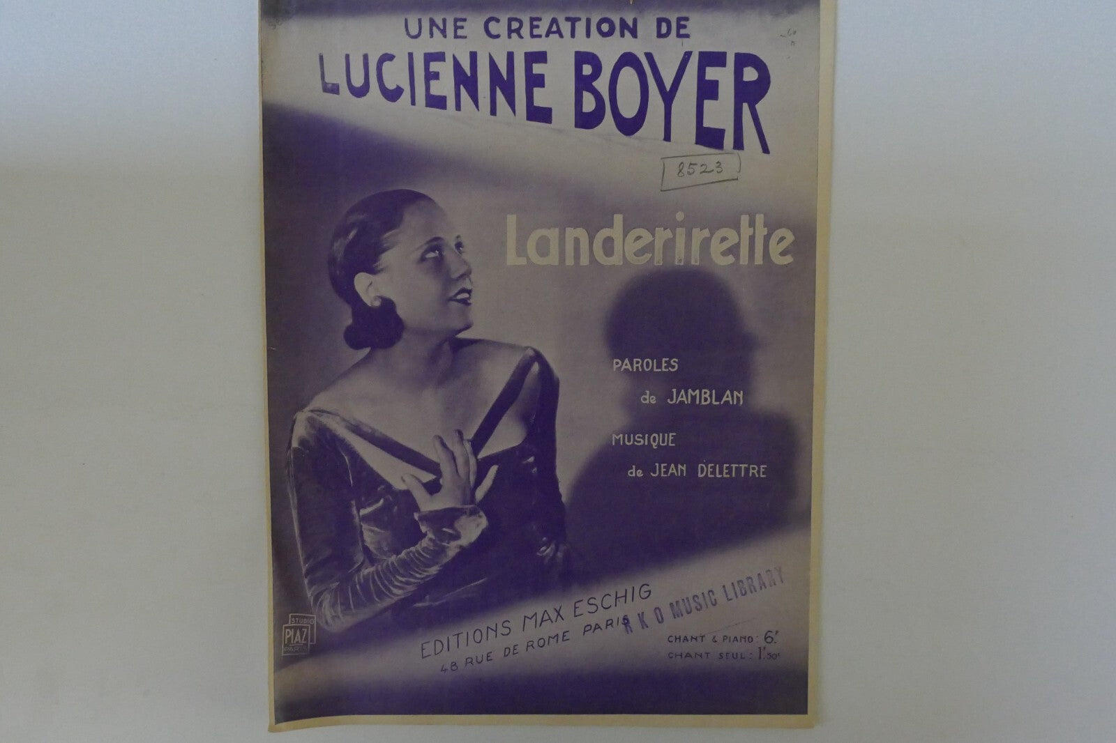 Landerirette, sheet music 1932, by paroles de jamblan and jean delettre, editions max eschig