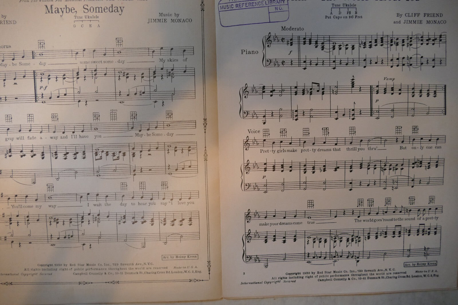 I'm Tellin' The World About You 1930, The Golden Calf,Cliff Friend&Jimmie Monaco