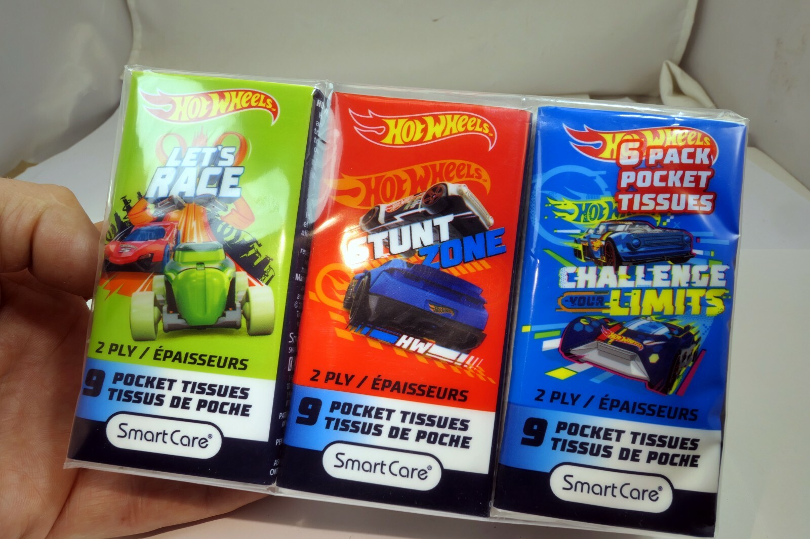 6 packs individual Pocket 2 ply Facial tissues Boys Hot Wheels Car Free ship USA