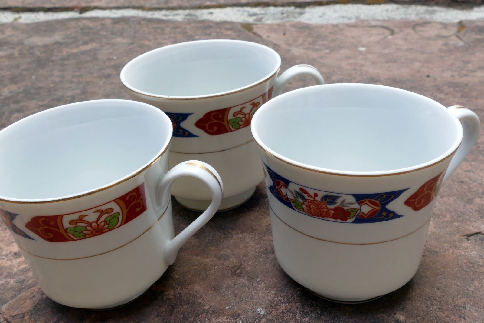 Ttc china made japan pack of 3 unique porcelain tea cups lot hand painted floral