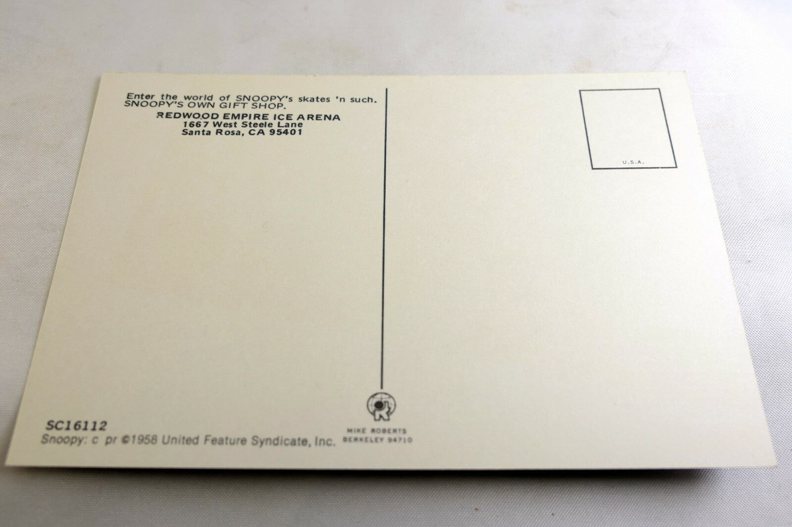 Redwood Empire Ice Arena Postcard Snoopy Gift Shop Charles Schulz California USA