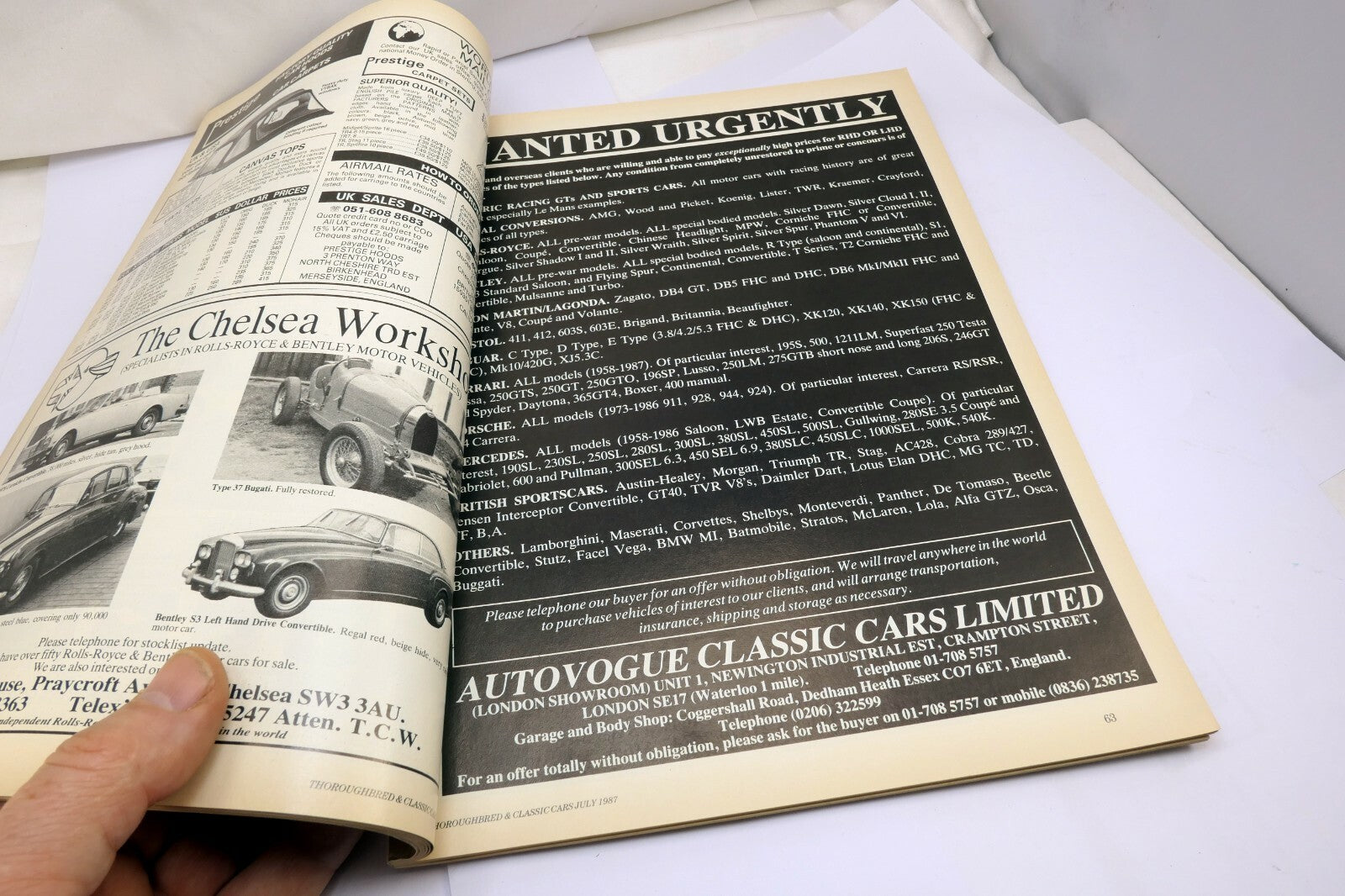 Thoroughbred & Classic Cars Magazine July 1987 Brits at LE Mans price guide