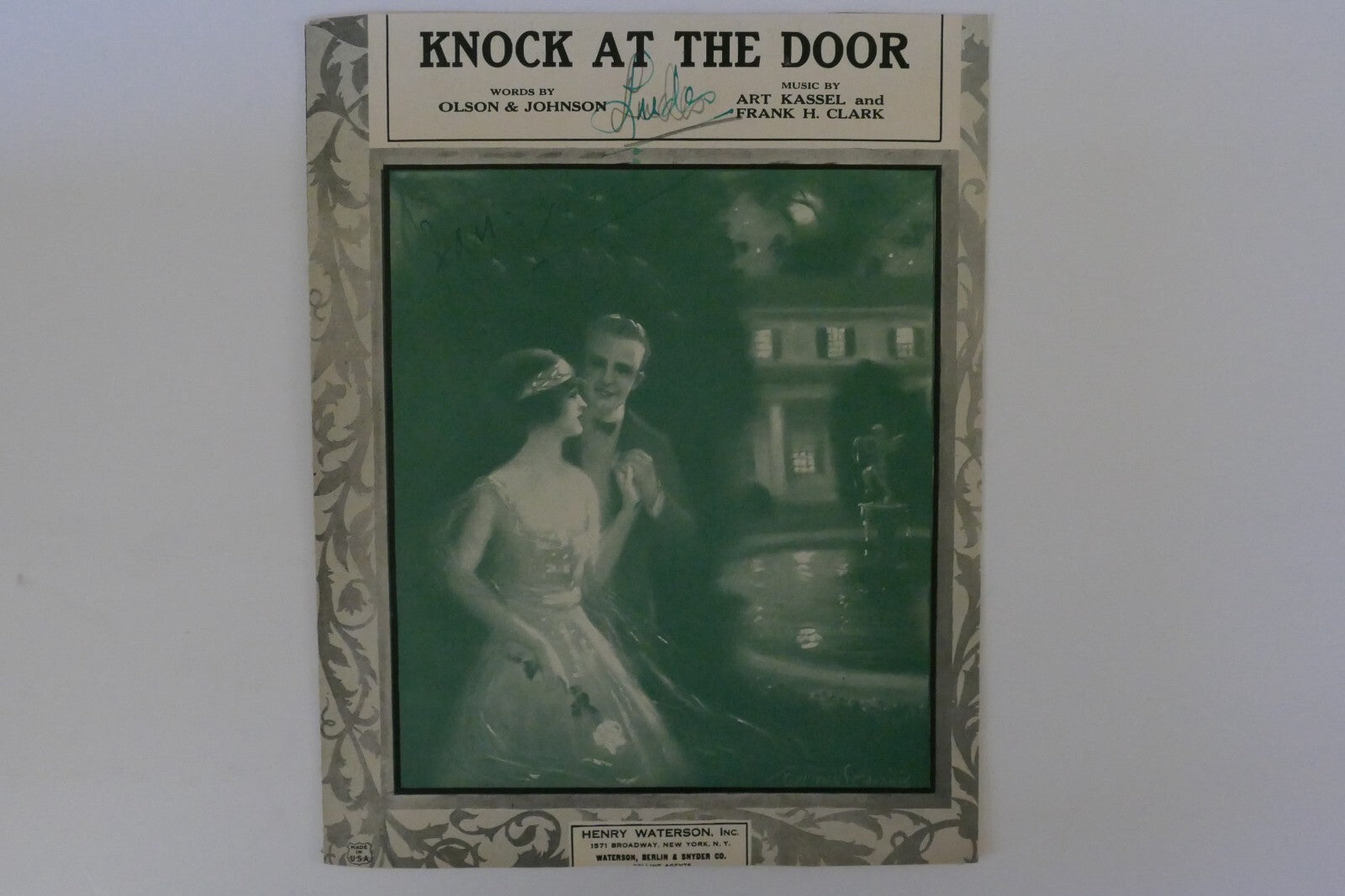 Knock at the door, sheet music 1924, by olson and johnson, art cassel and frank h. clark