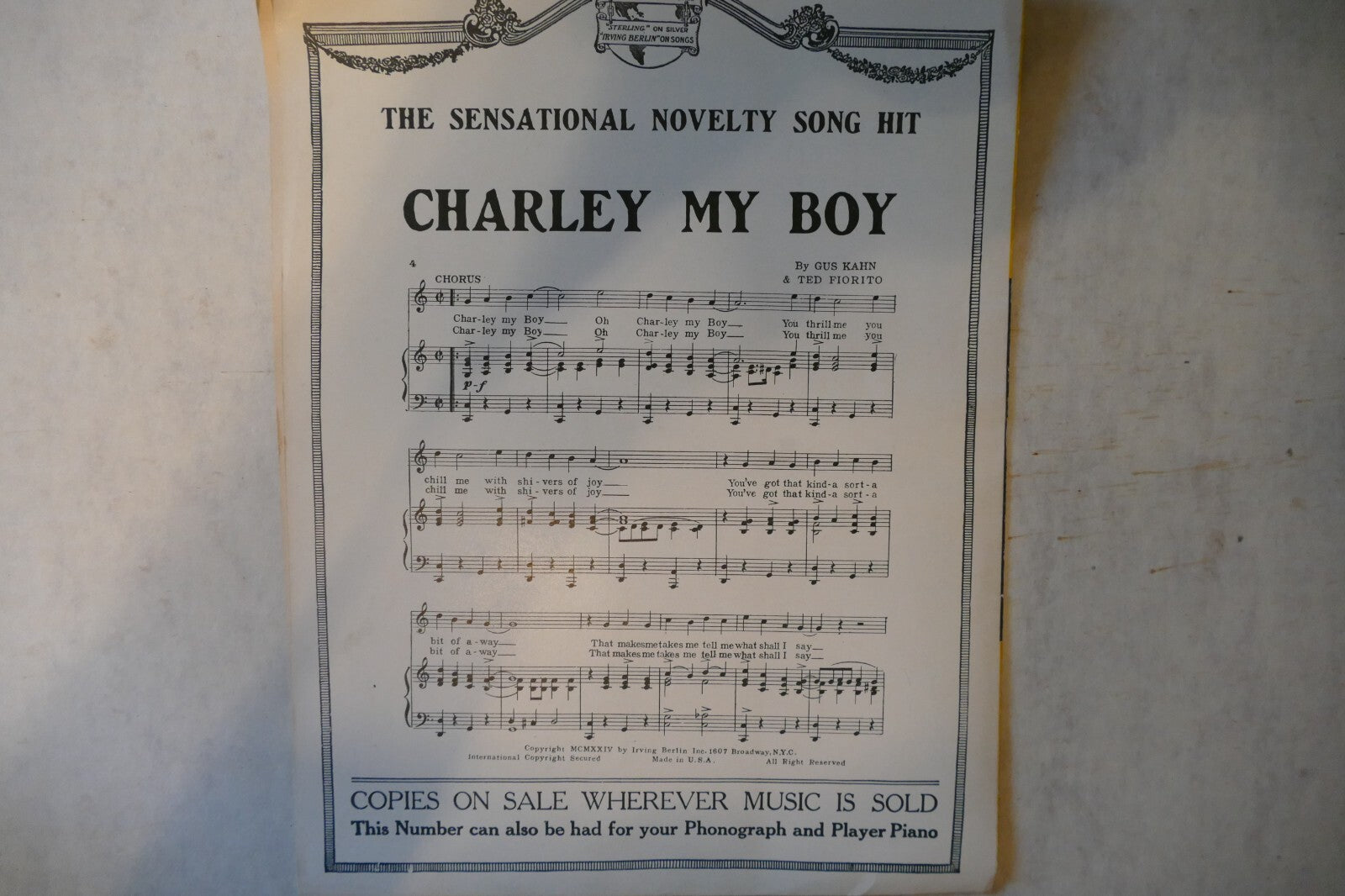 Show Me The Way, 1924, by Benny Davis, Ted Lewis, Frank Ross, Irving Berlin Inc.