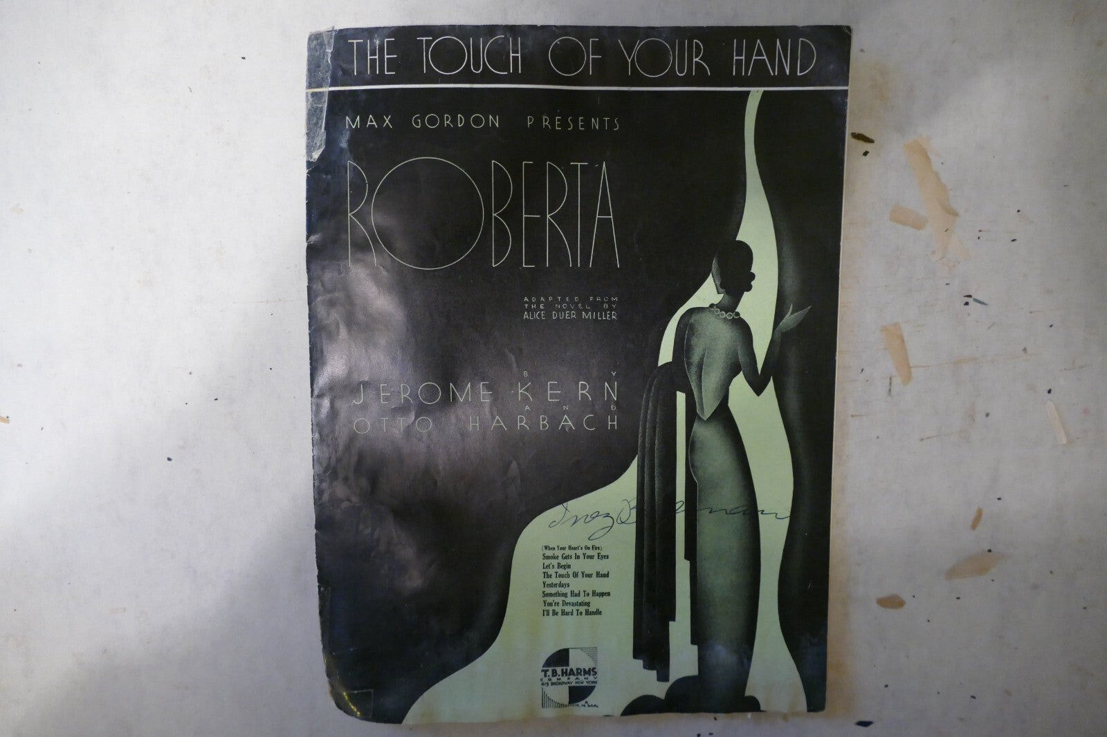The touch of your hand, sheet music 1933, from "roberta" musical, jerome kern, otto harbach
