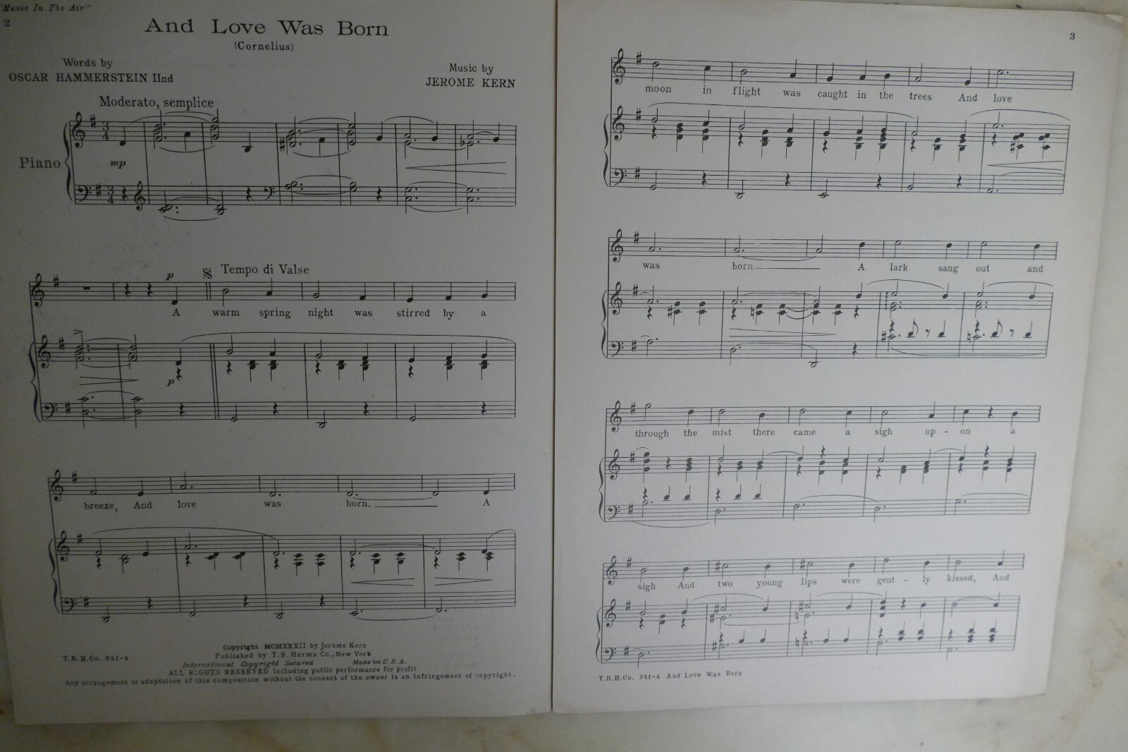 And Love Was Born 1932 by Jerome Kern from "Music In The Air" musical