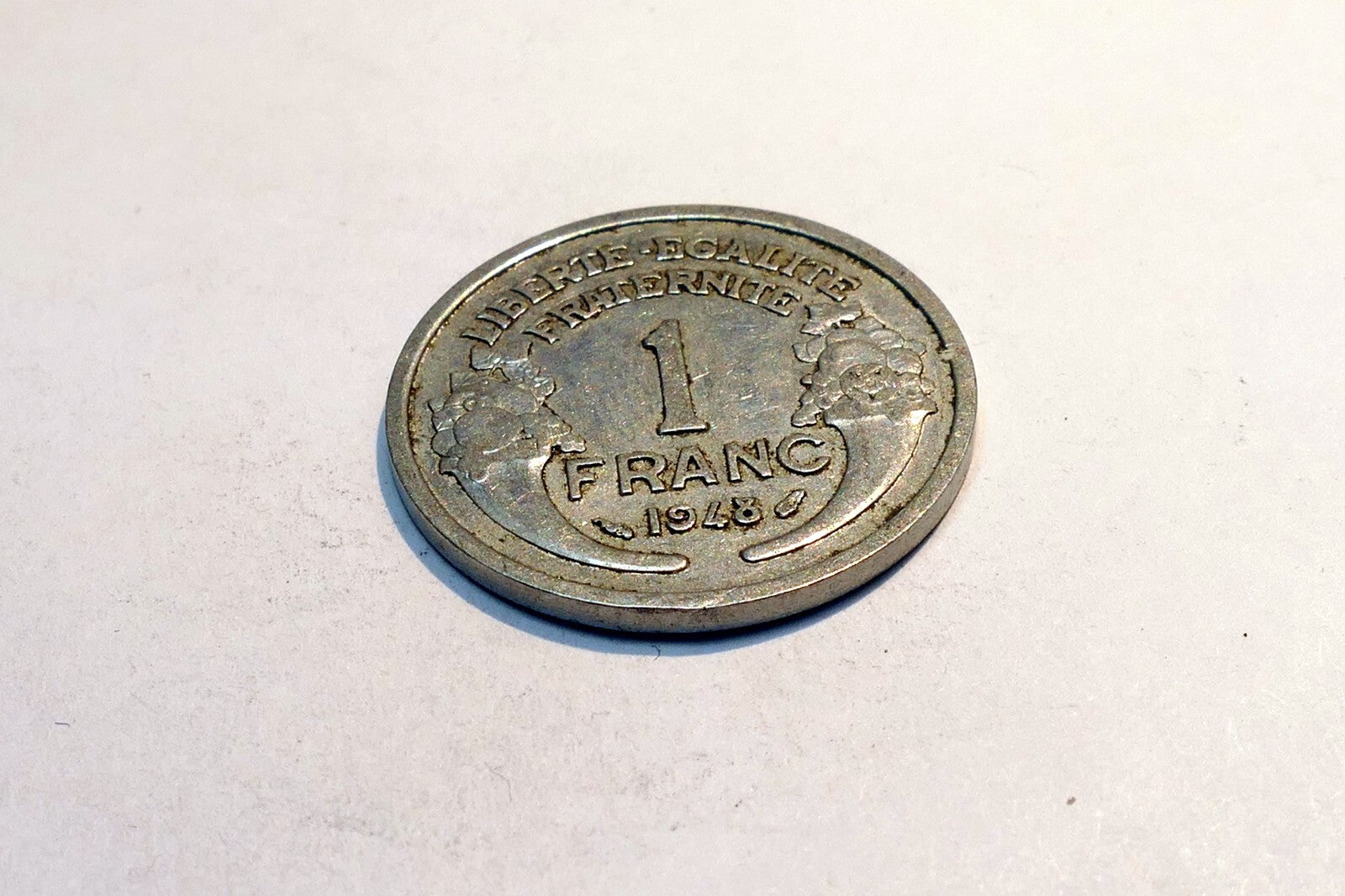 France 1 Franc 1948 French Coin light type Aluminum Cornucopia 23mm