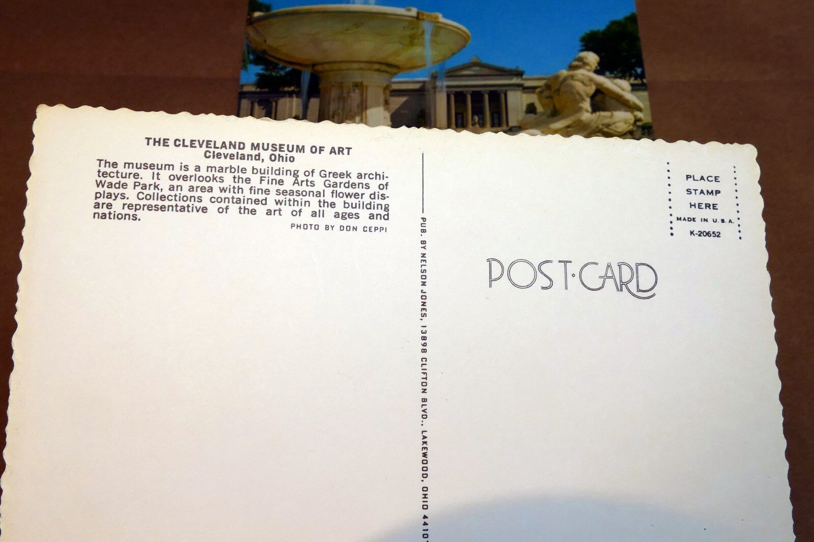 Unposted Postcard from Cleveland Ohio Museum of Art  1975