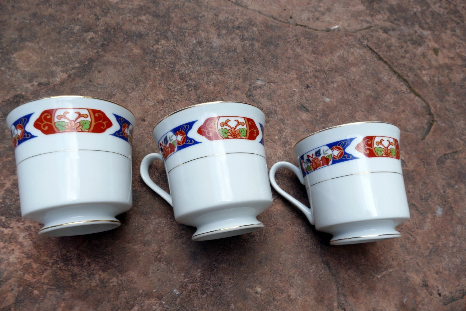 TTC China made Japan Pack of 3 Unique Porcelain Tea Cups lot Hand Painted Floral