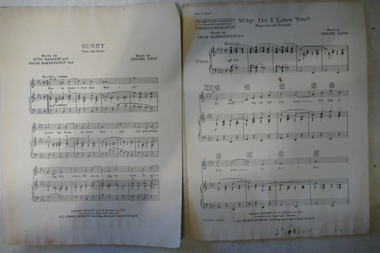 Why do i love you? sheet music 1927, from "show boat", jerome kern and oscar hammerstein 2nd