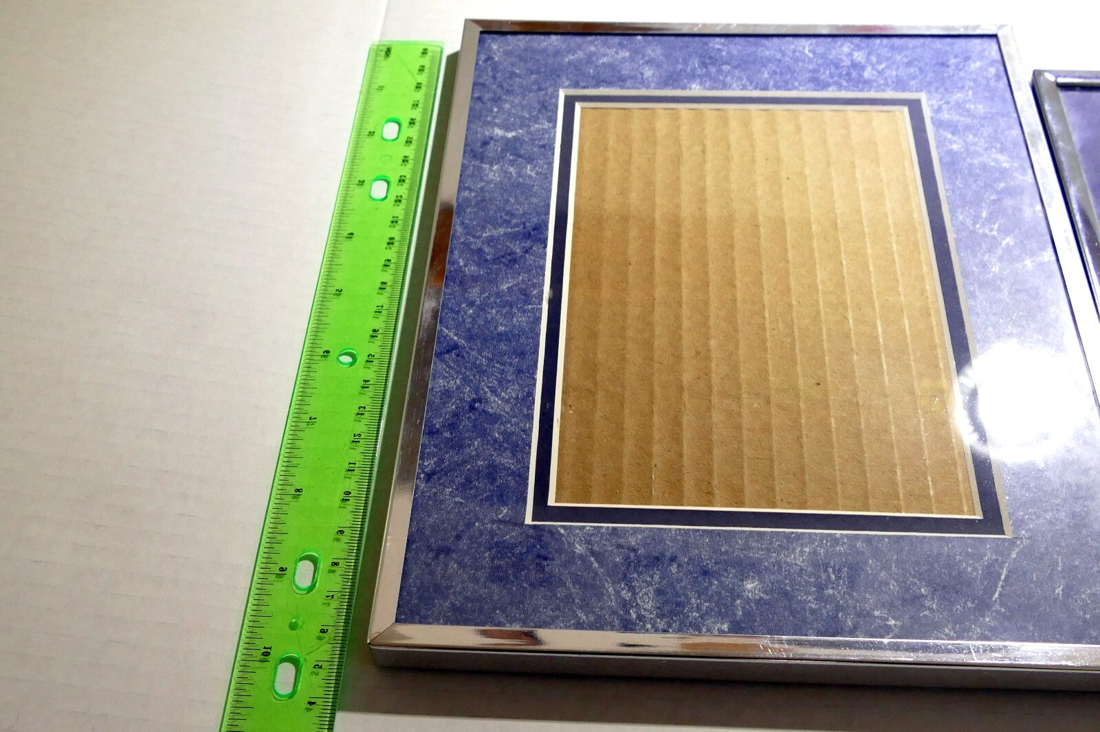 Pack of 2 Two Metal brass Picture Portrait Frame 5X7" Art Photo lot blue  glass