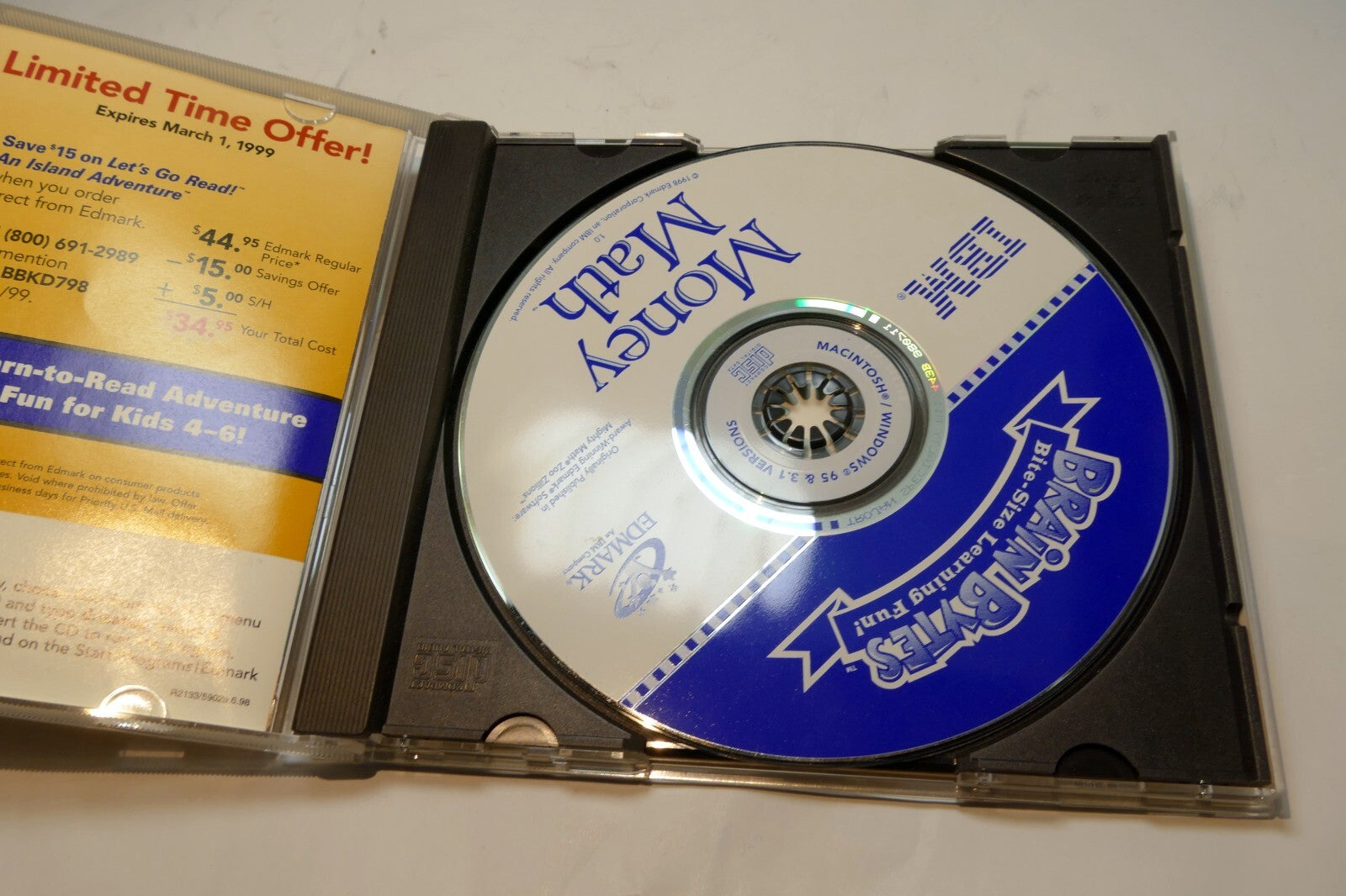 Money Math By Brain Bytes IBM Windows 95 3.1 CD Rom learning fun interactive