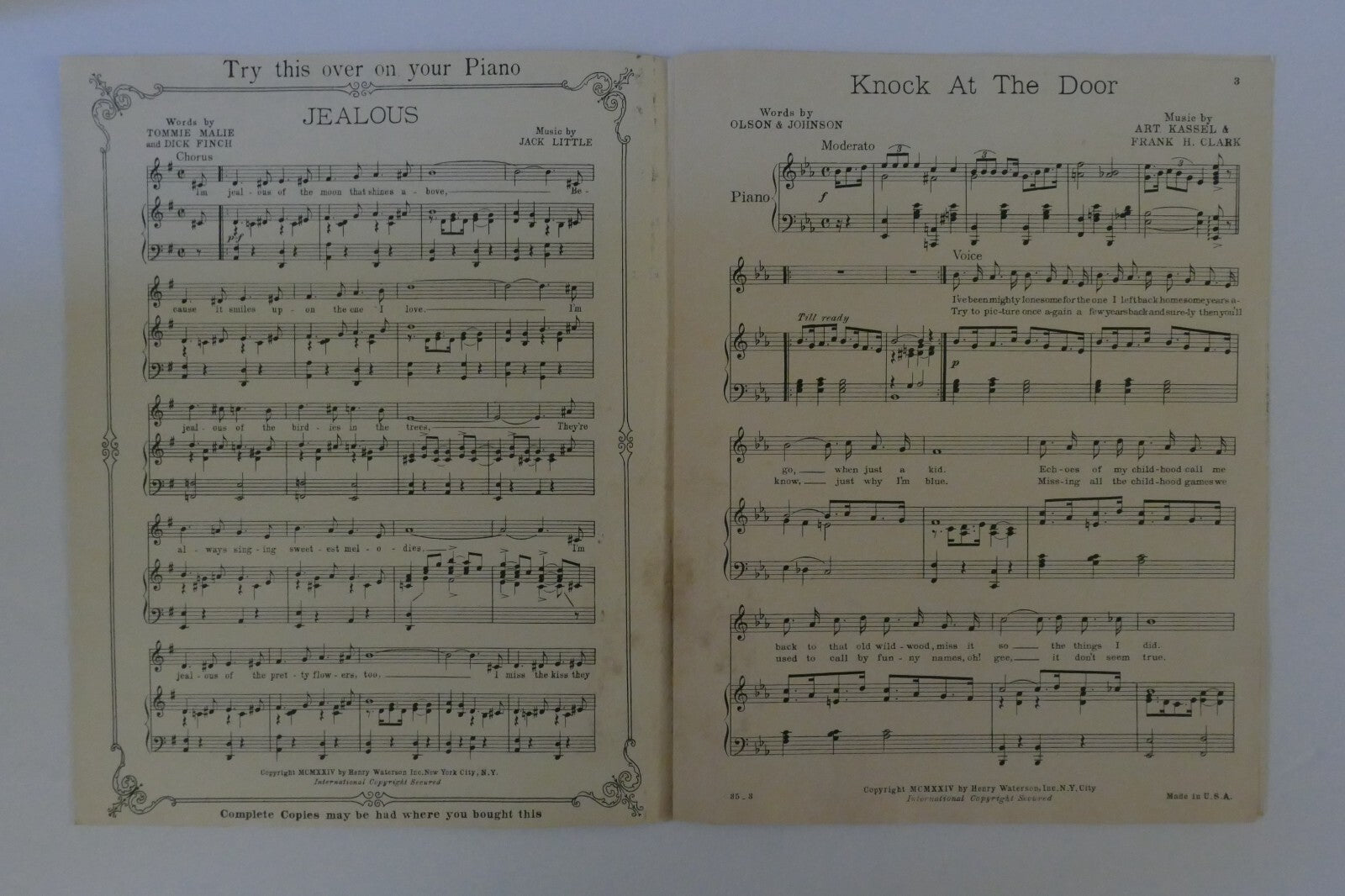 Knock At The Door, 1924, by Olson and Johnson, Art Cassel and Frank H. Clark