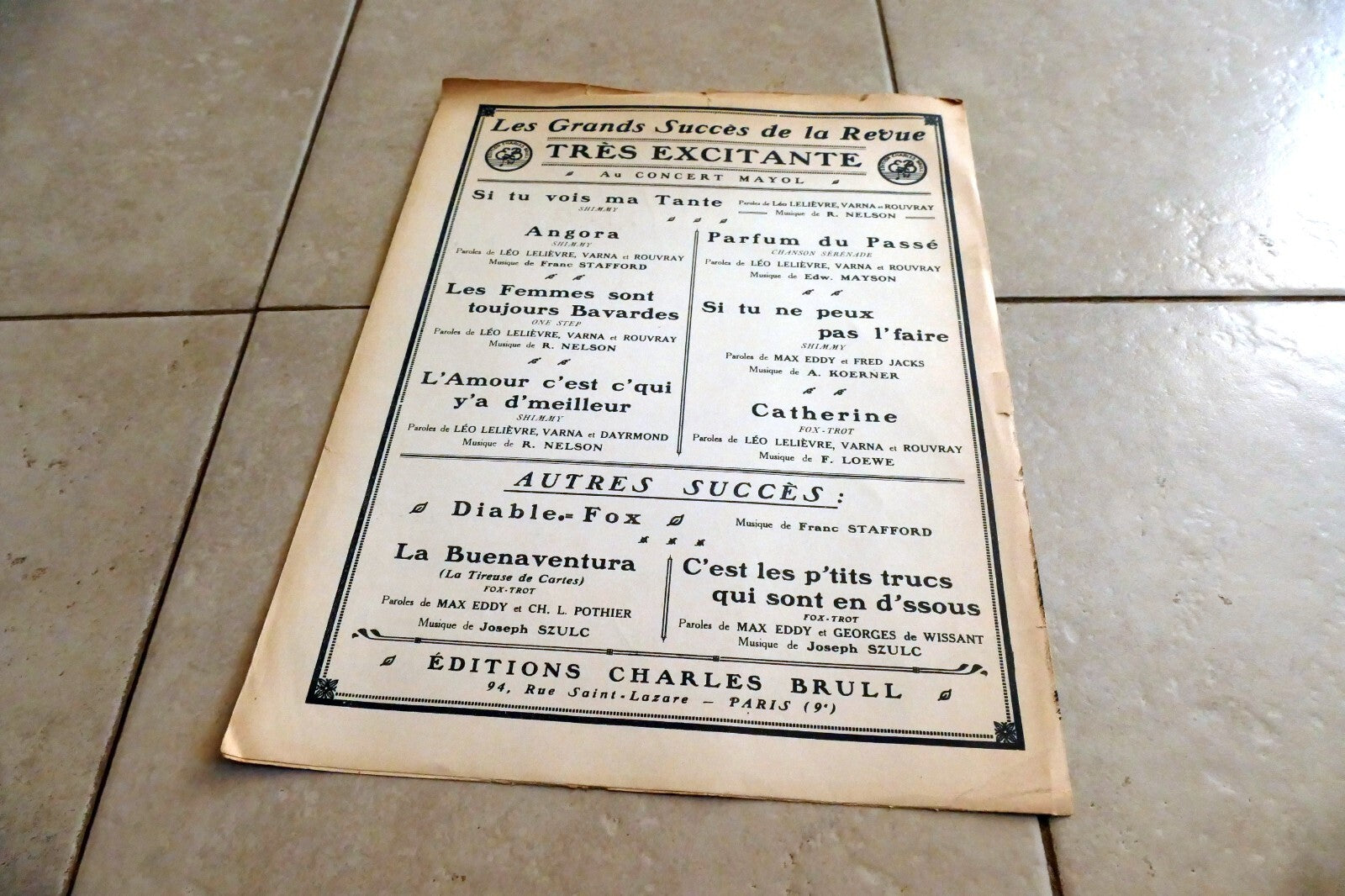 Si Tu Vois Ma Tante by R. Nelson  1924 Piano New York Charles Brull Paris