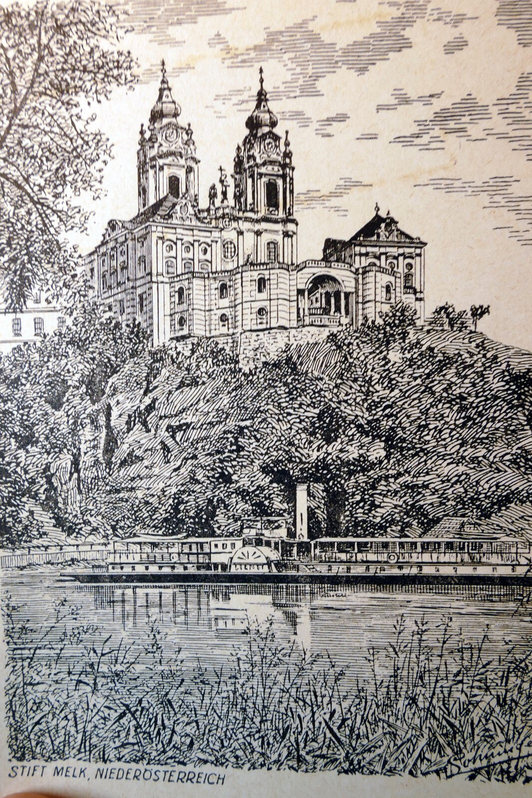Postcard stift melk, niederosterreich 900's austria
