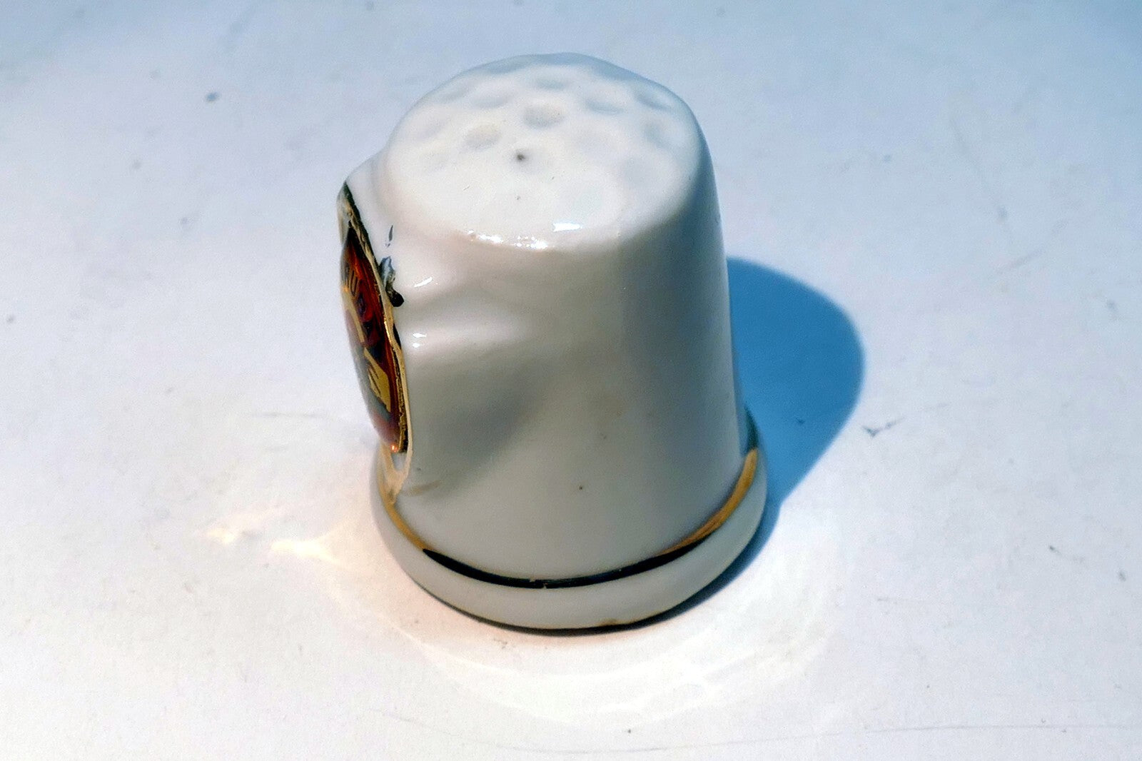 Porcelain Thimble Souvenir Aruba Palm tree sunset ocean
