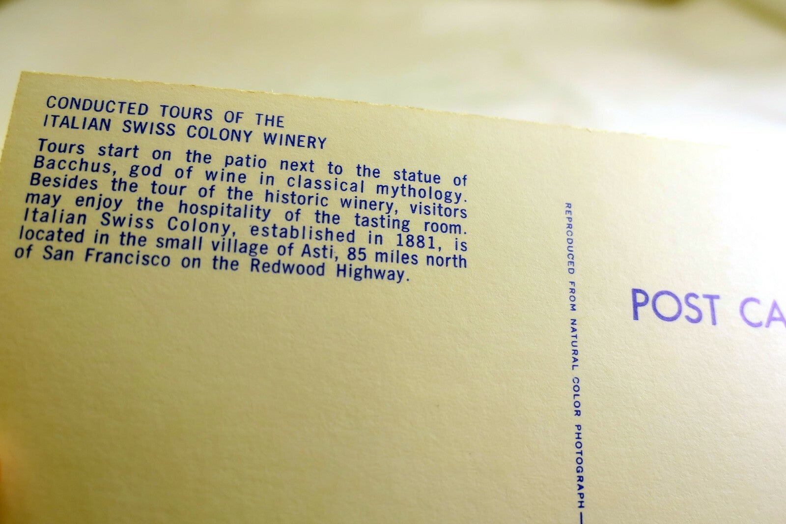 Italian Swiss Colony Wine Winery Tasting Room California USA Postcard 1970's