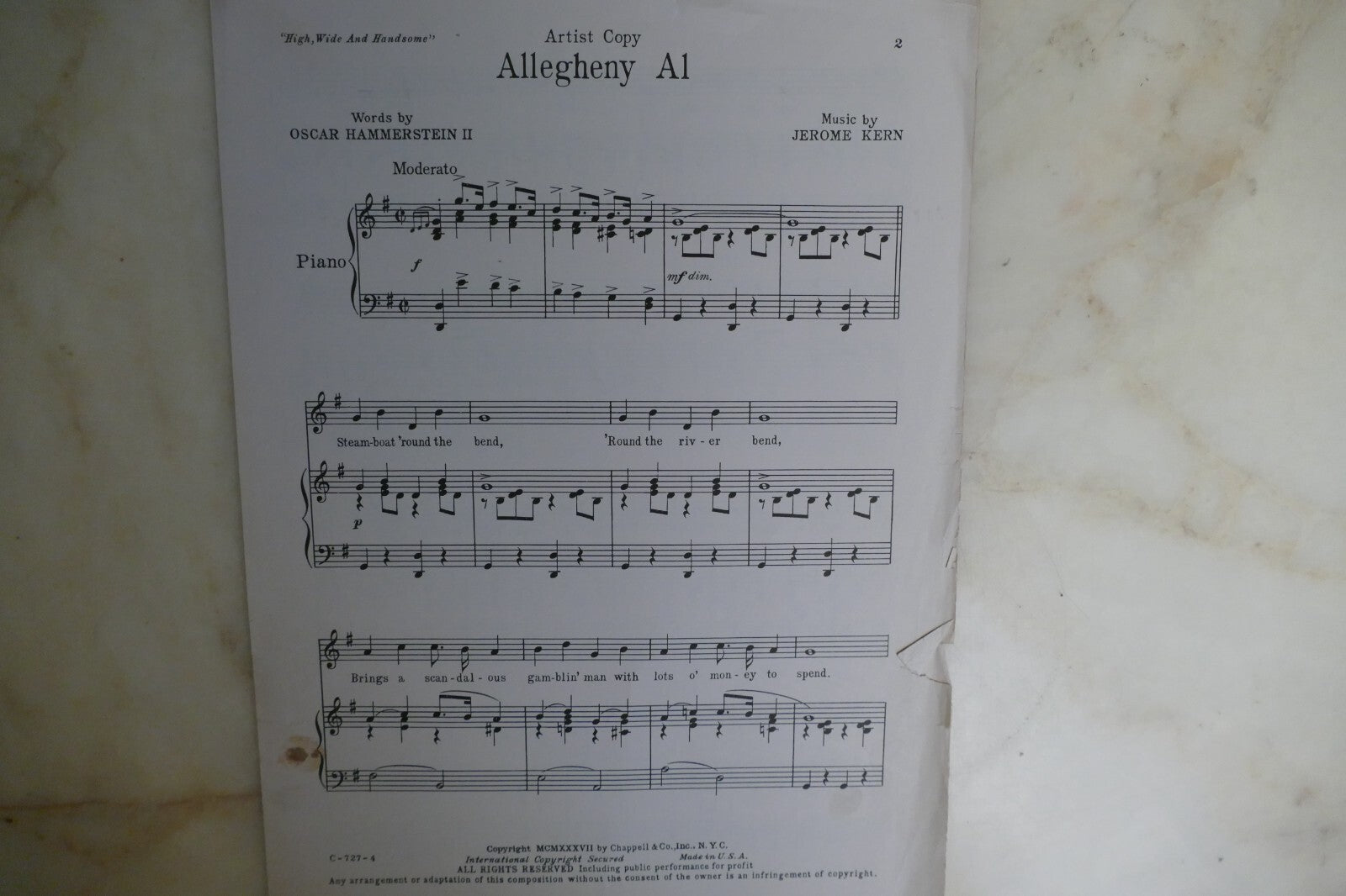 Allegheny Al 1937 by Jerome Kern from High, Wide And Handsome