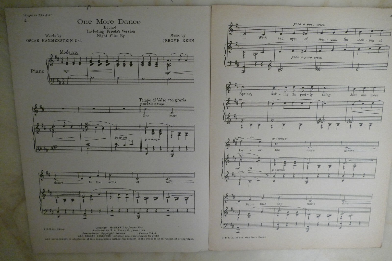 One More Dance 1932 by Jerome Kern from "Music In The Air" musical