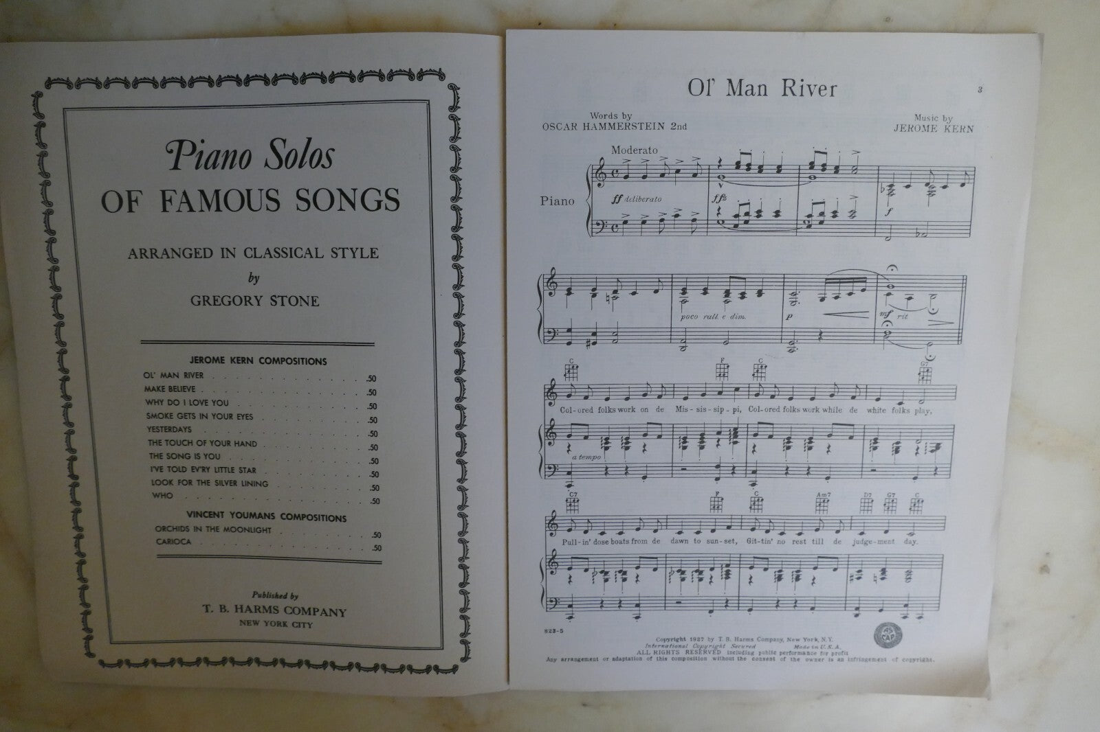 Ol' Man River 1927 by Jerome Kern and Oscar Hammerstein 2 from Show Boat musical