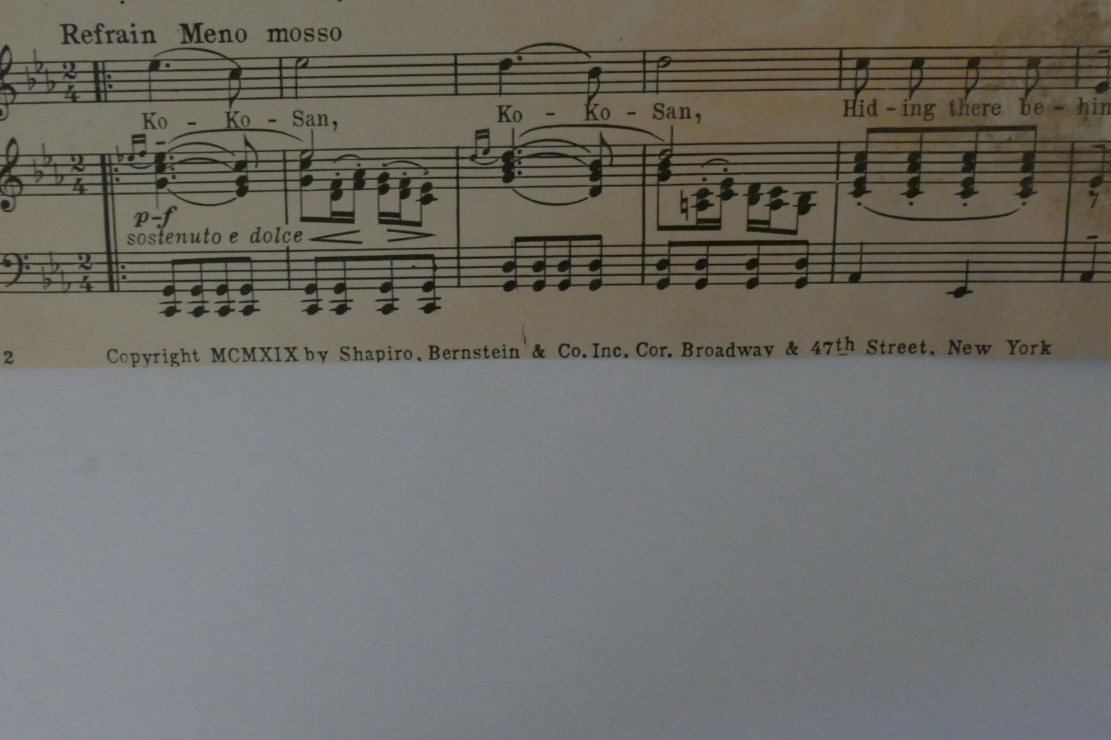 Ko-Ko-San, 1919, by Edah Delbridge and A. Robert King, Shapiro, Bernstein and Co