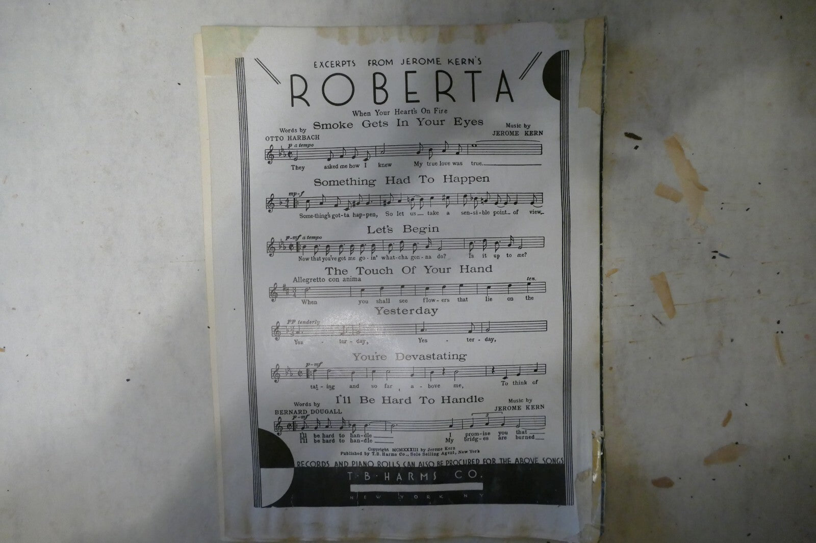 The Touch Of Your Hand , 1933, from "Roberta" musical, Jerome Kern, Otto Harbach