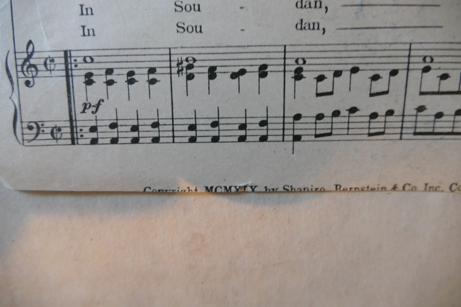 In Soudan, 1919, by Ballard MacDonald, Nat Osborn, Shapiro, Bernstein & Co. Inc.