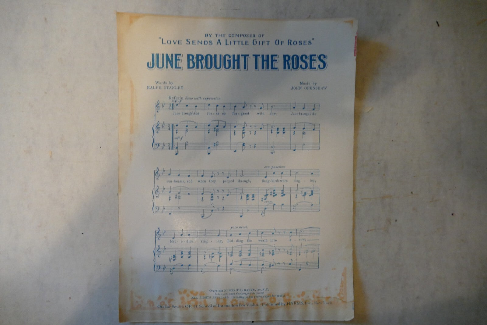 Sally 1920, from "Sally" musical, Jerome Kern, Clifford Grey, T.B. Harms Company