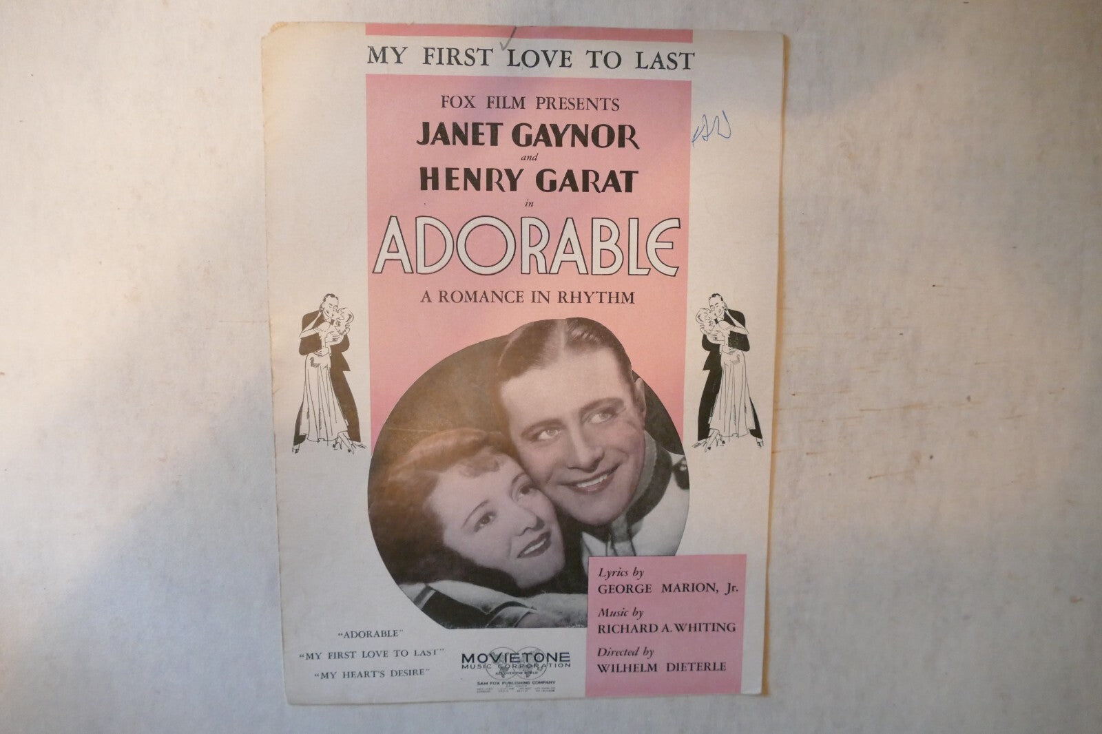 My first love to last, sheet music 1933, adorable, by george marion, jr., richard a. whiting