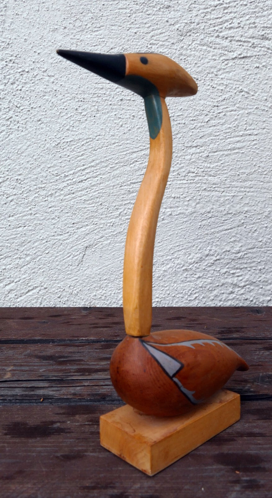 Shore bird wood heron 6x9" tall figurine by hand carved art chris mikos