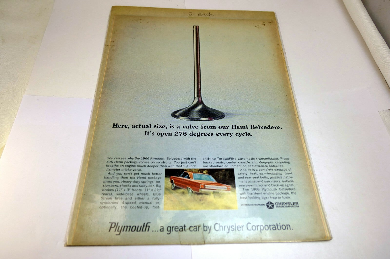 1966 Plymouth Belvedere Hemi Magazine clipping advertisement Ad Car & Driver