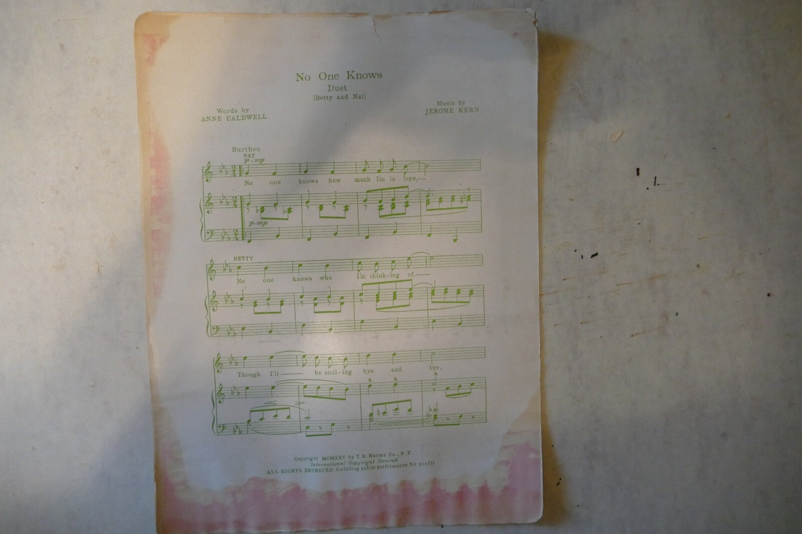 Sunny 1925, from "Sunny", by Jerome Kern, Otto Harbach and Oscar Hammerstein 2nd