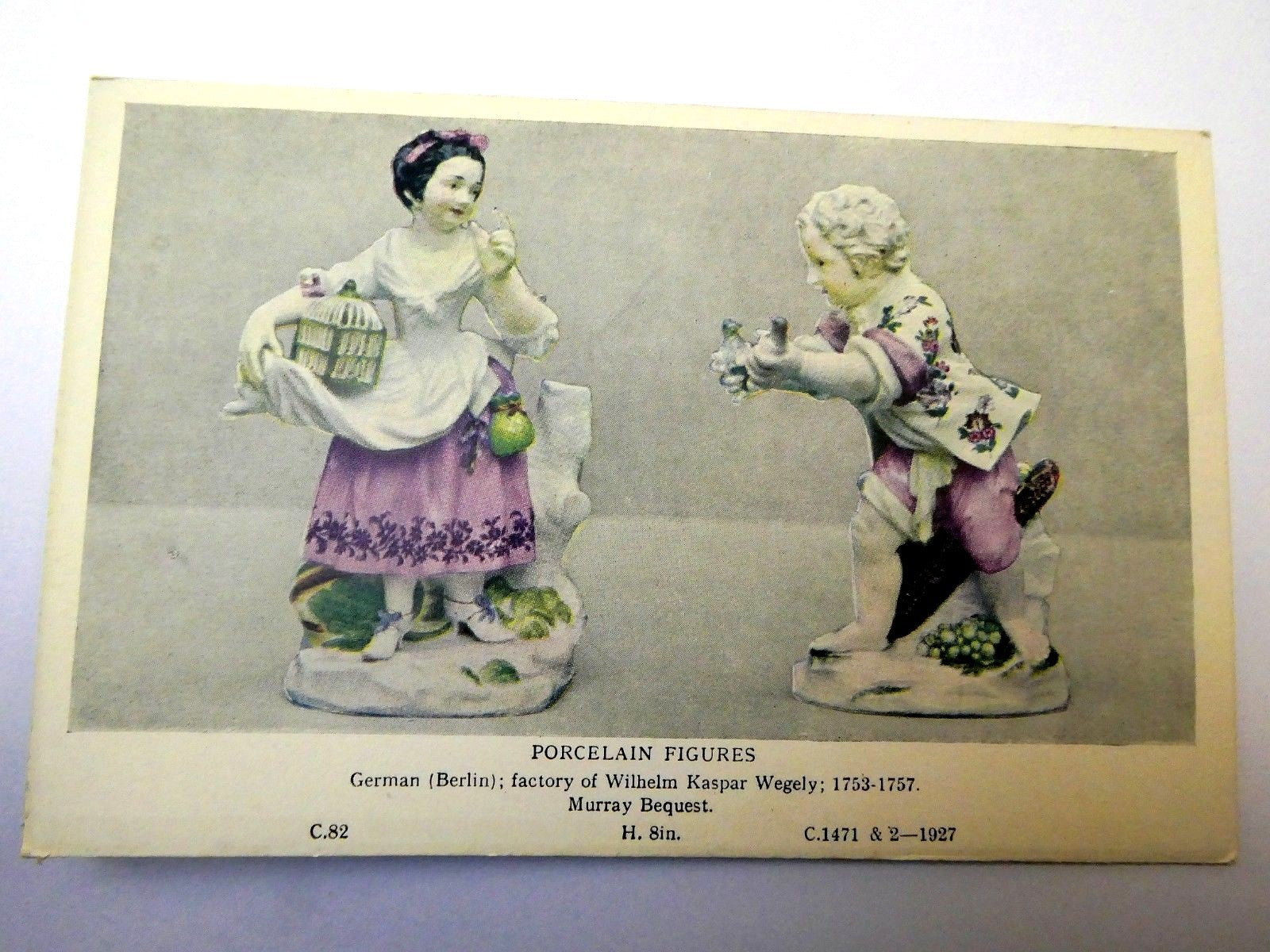 Post Card Porcelain Figures Berlin C.82 C1471-1927 Germany unused Unposted