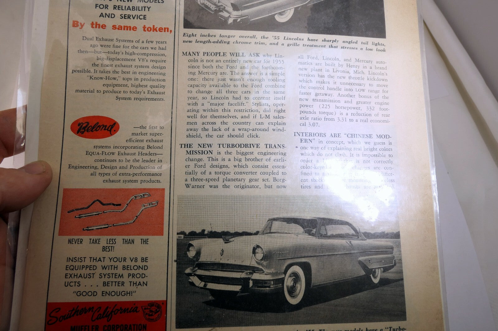 Lincoln 1955 Magazine clippings advertisement "spotlight on Detroit" vintage
