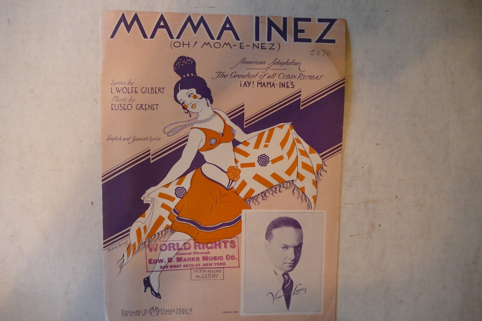 Mama inez, sheet music 1931, by l. wolfe gilbert and eliseo grenet, edward b. marks music co