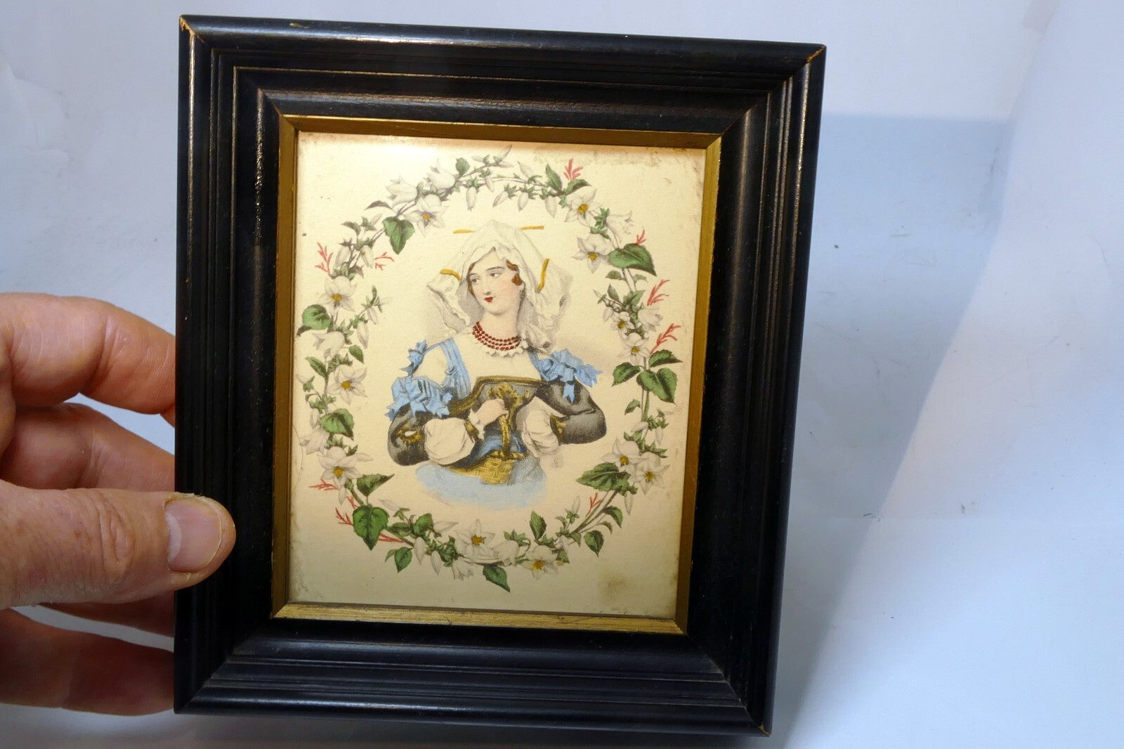 FRENCH MAIDEN WALL DECOR VICTORIAN LADY DESIGN floral Lemercier print 4X5"