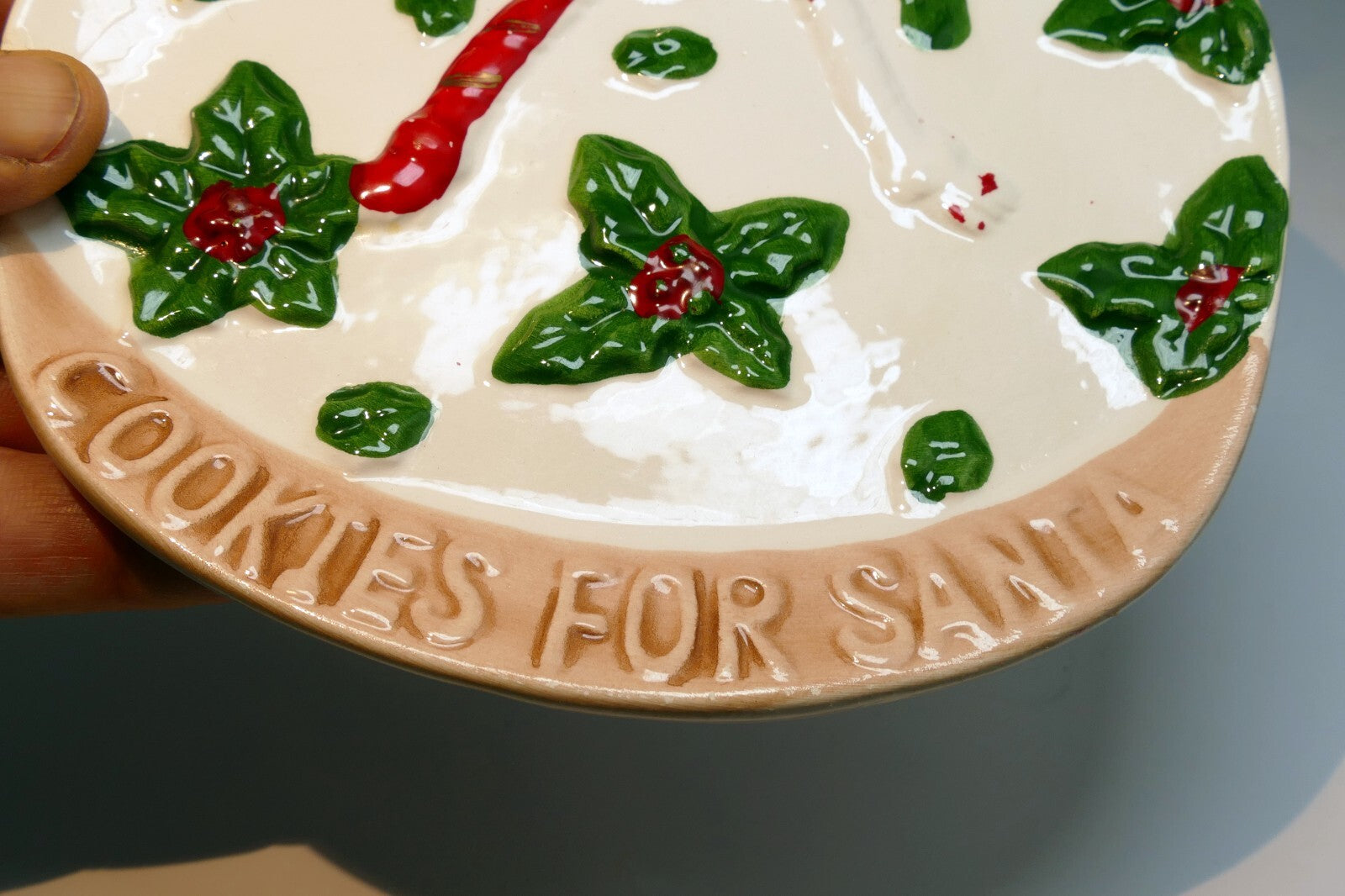 Cookies for Santa Plate Tray Teddy Bear Christmas Toys Bow Holly 8"